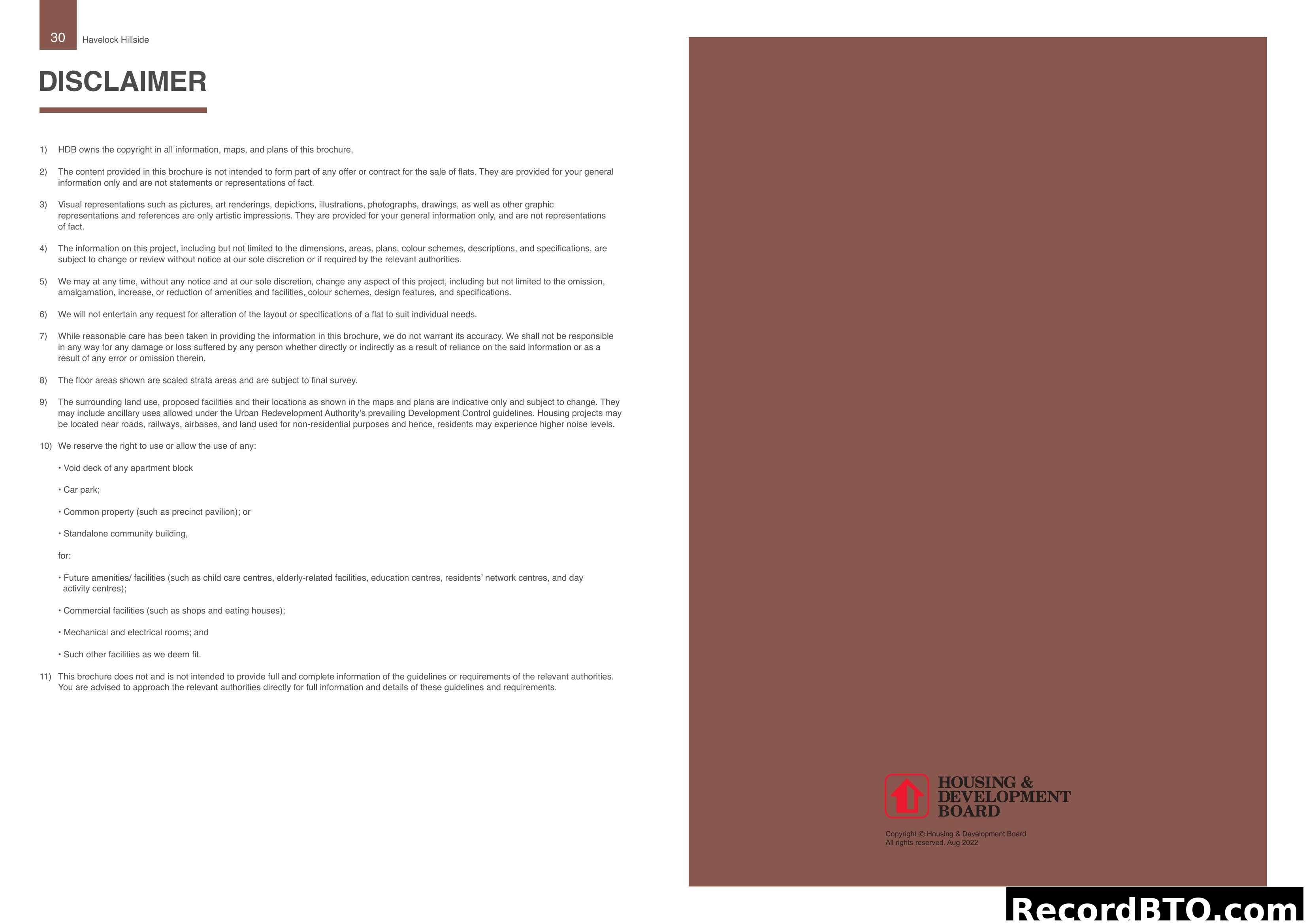 HDB Brochure Disclaimer Page