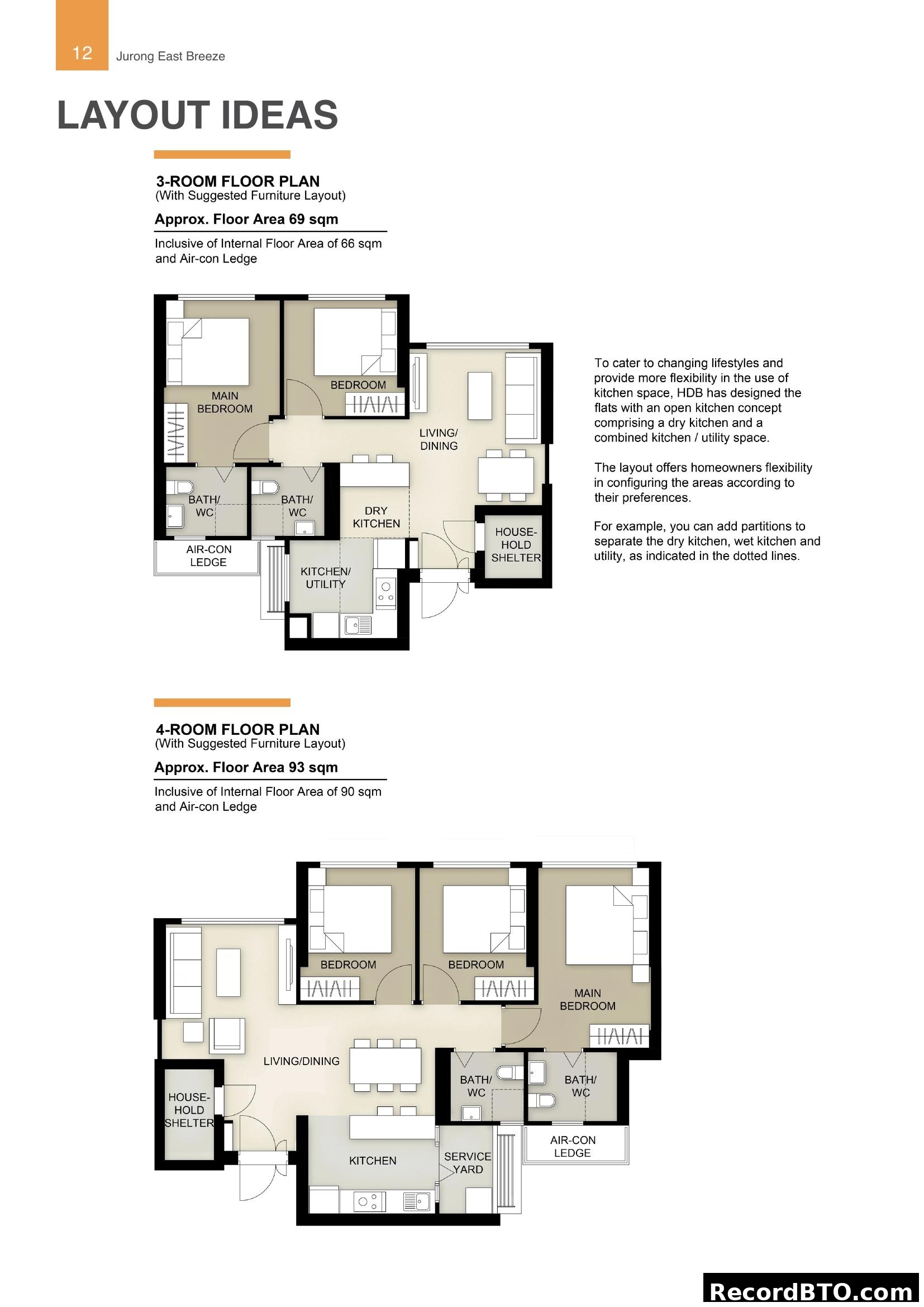 HDB BTO Jurong East Breeze Layout Ideas (3-Room & 4-Room)