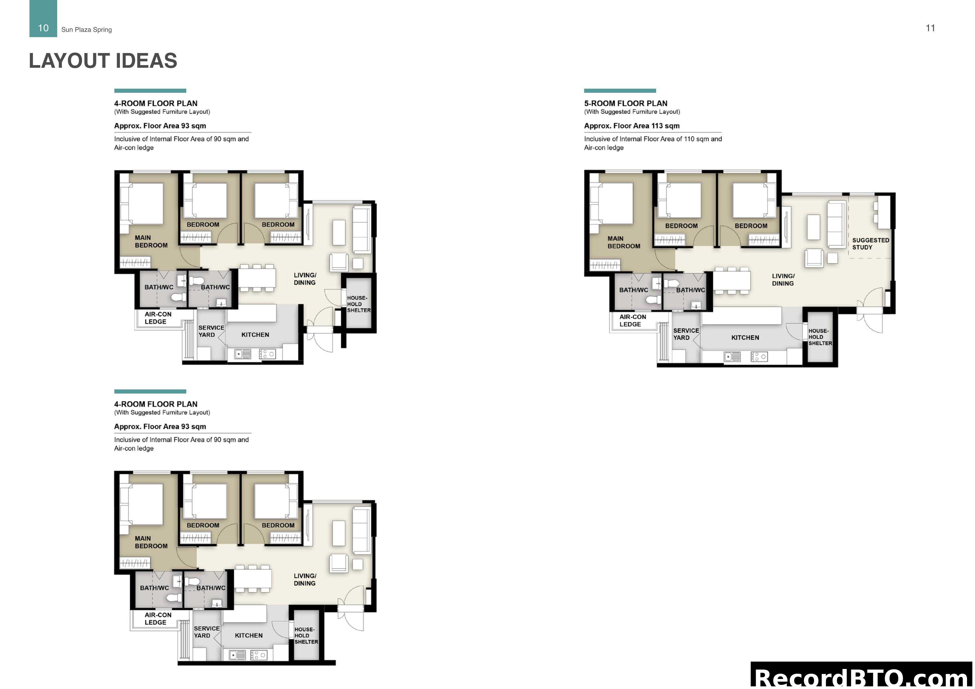 HDB BTO Sun Plaza Spring Floor Plans (4-Room & 5-Room)