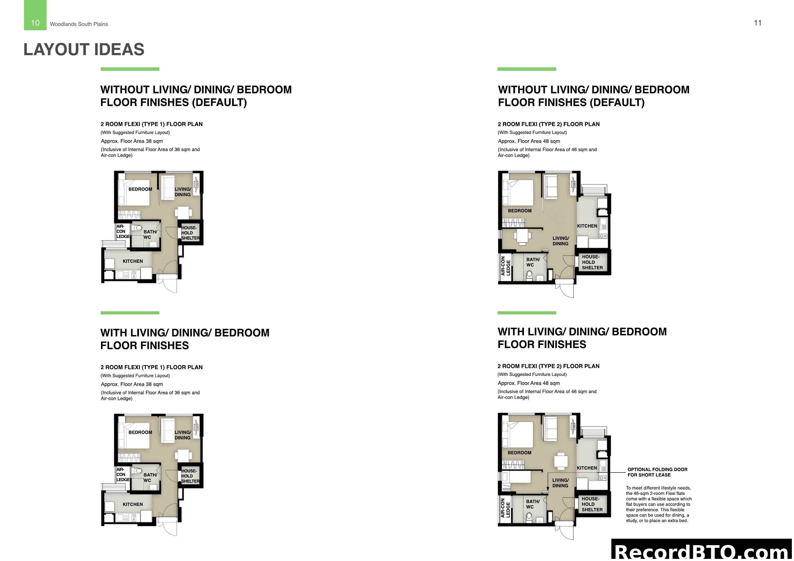 2 Room Flexi Unit Layout Ideas (Types 1 & 2)