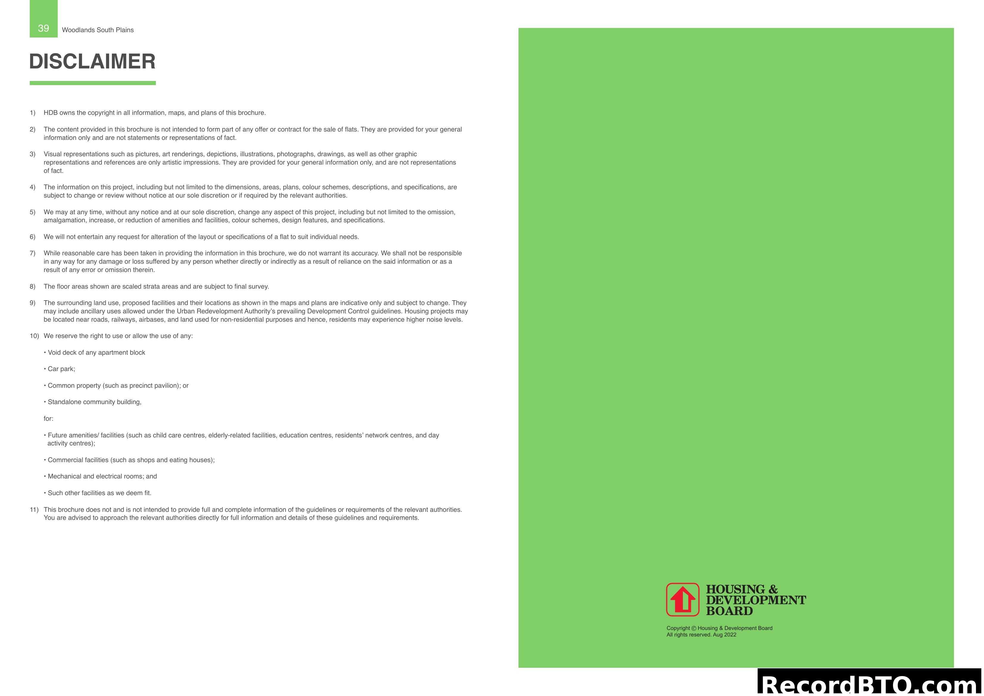 Woodlands South Plains Disclaimer