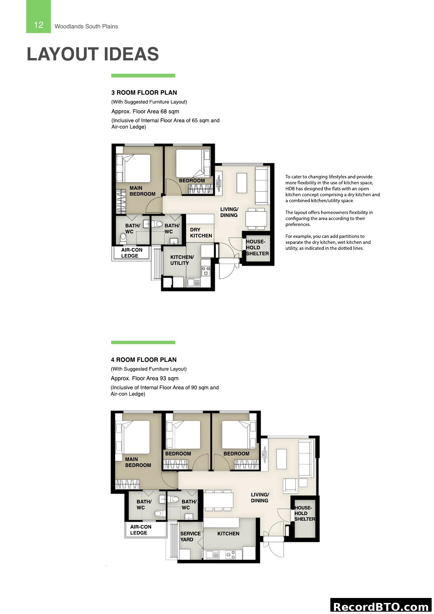 Layout Ideas for 3 and 4 Room Flats