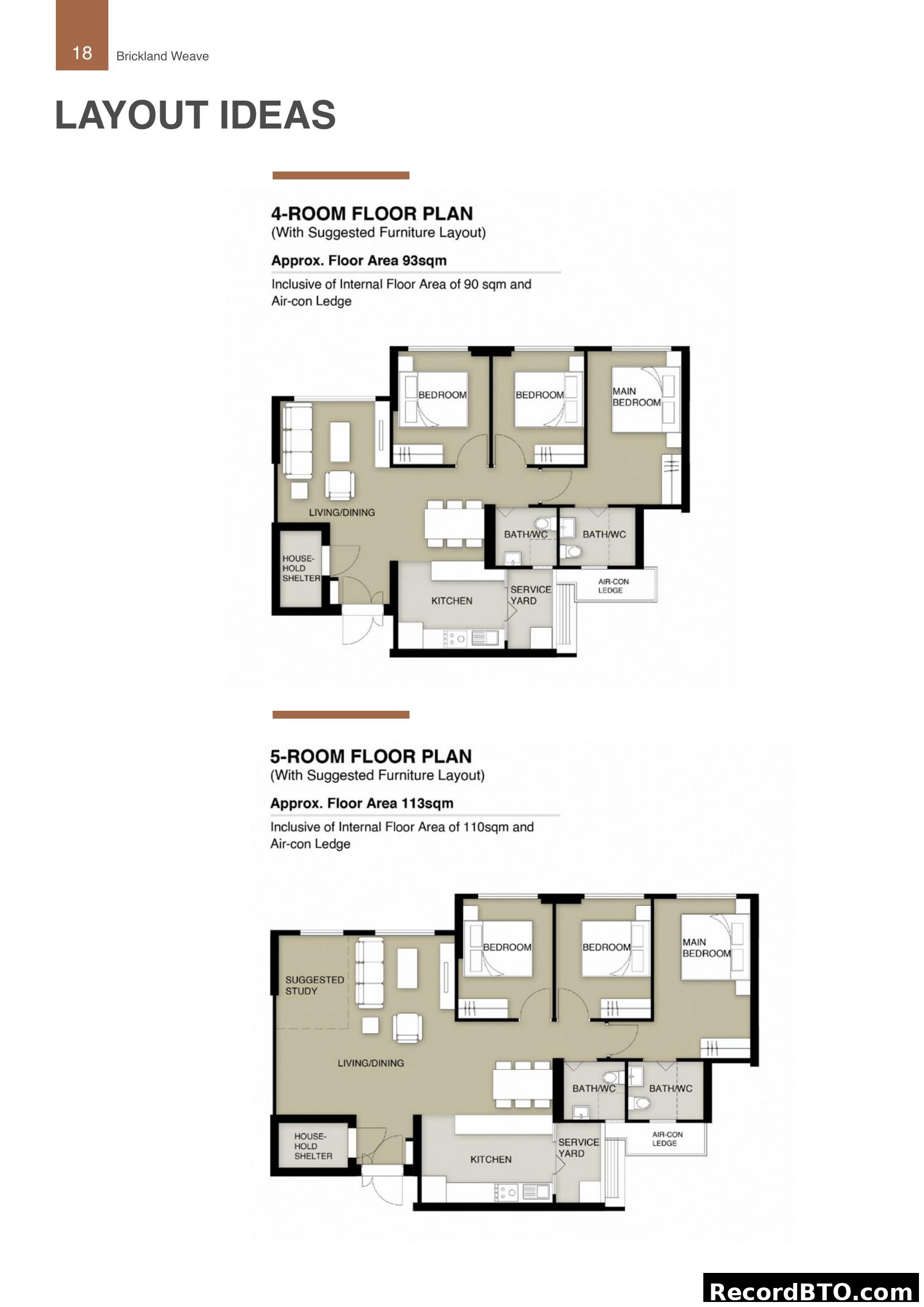 Brickland Weave 4 & 5-Room Floor Plans