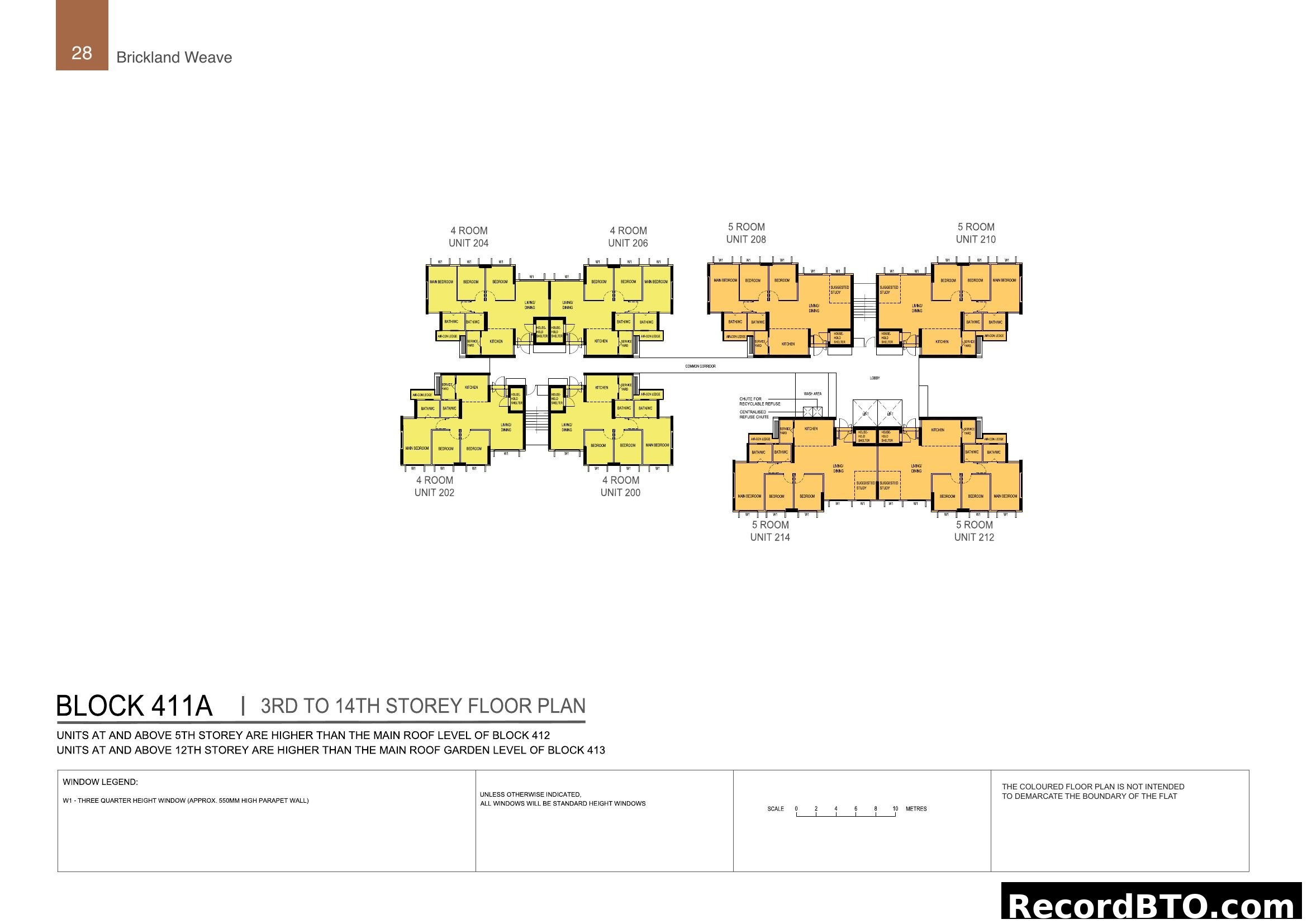 Brickland Weave, Block 411A Floor Plan (3rd-14th Storey)