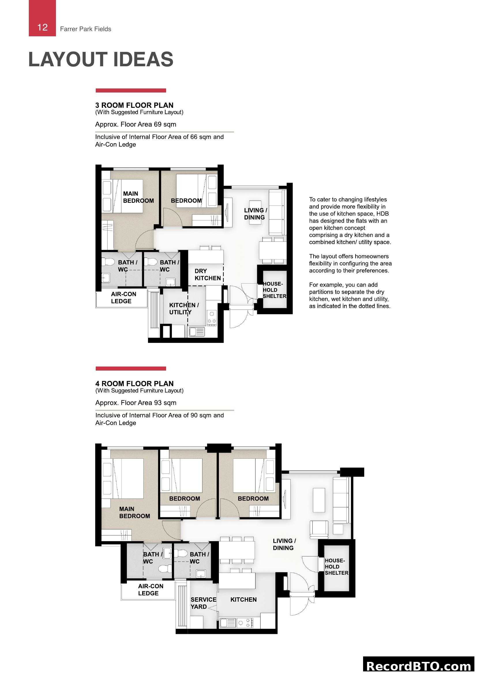 Farrer Park Fields 3 & 4 Room Floor Plan Layouts