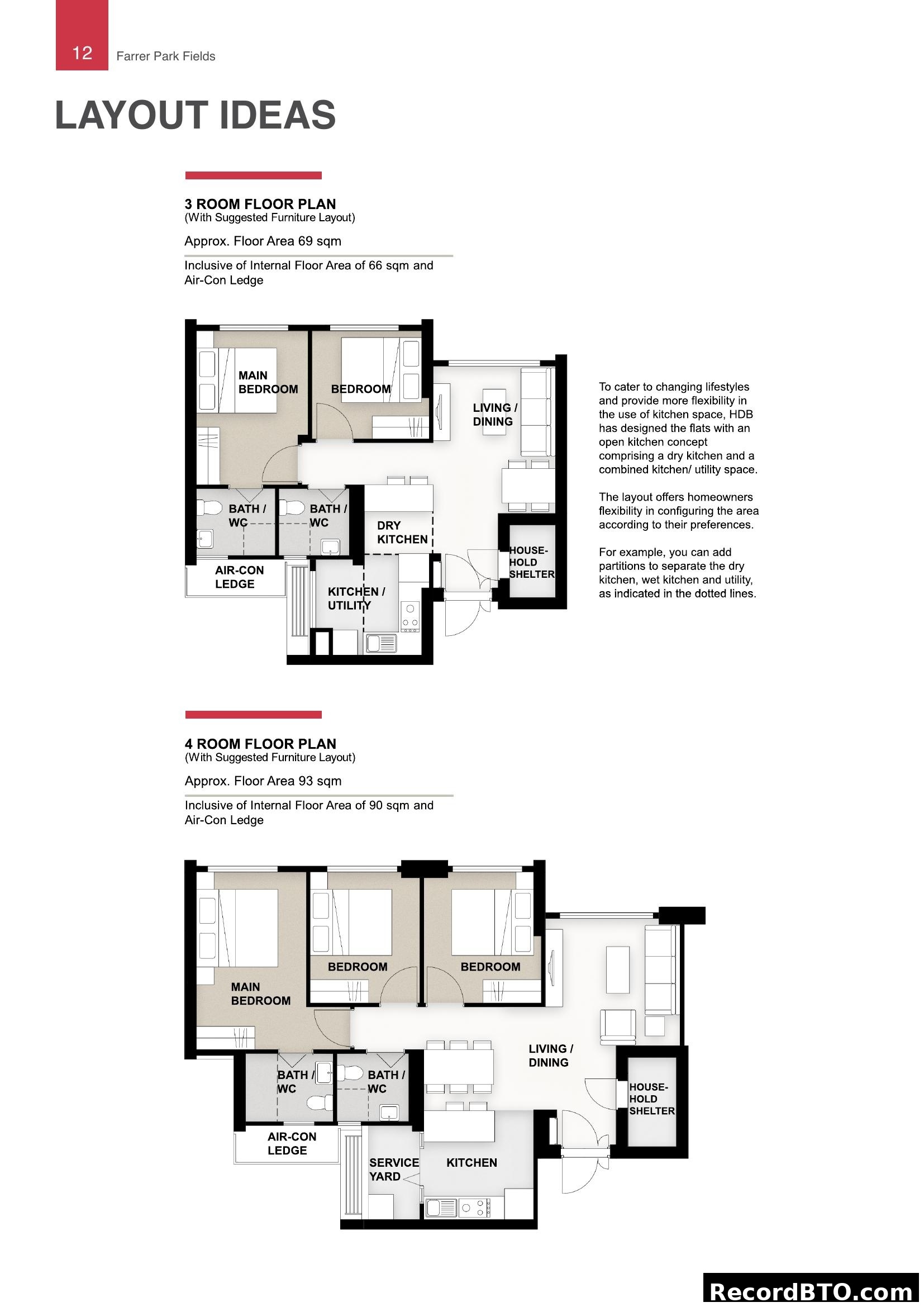 Farrer Park Fields 3 & 4 Room Floor Plan Layouts