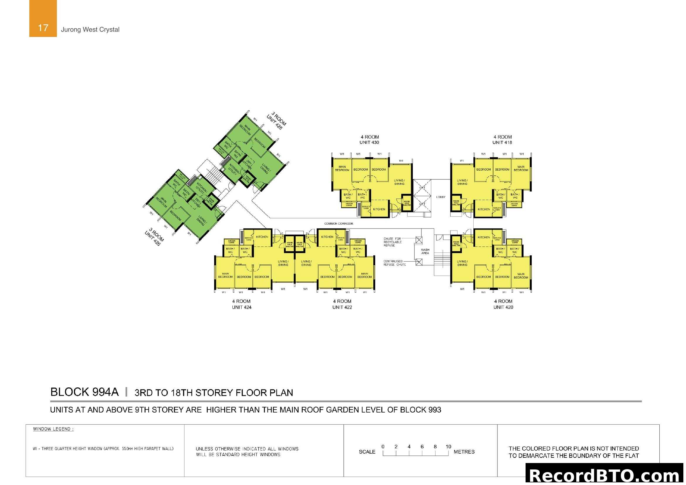 Jurong West Crystal Block 994A 3rd-18th Storey Floor Plan
