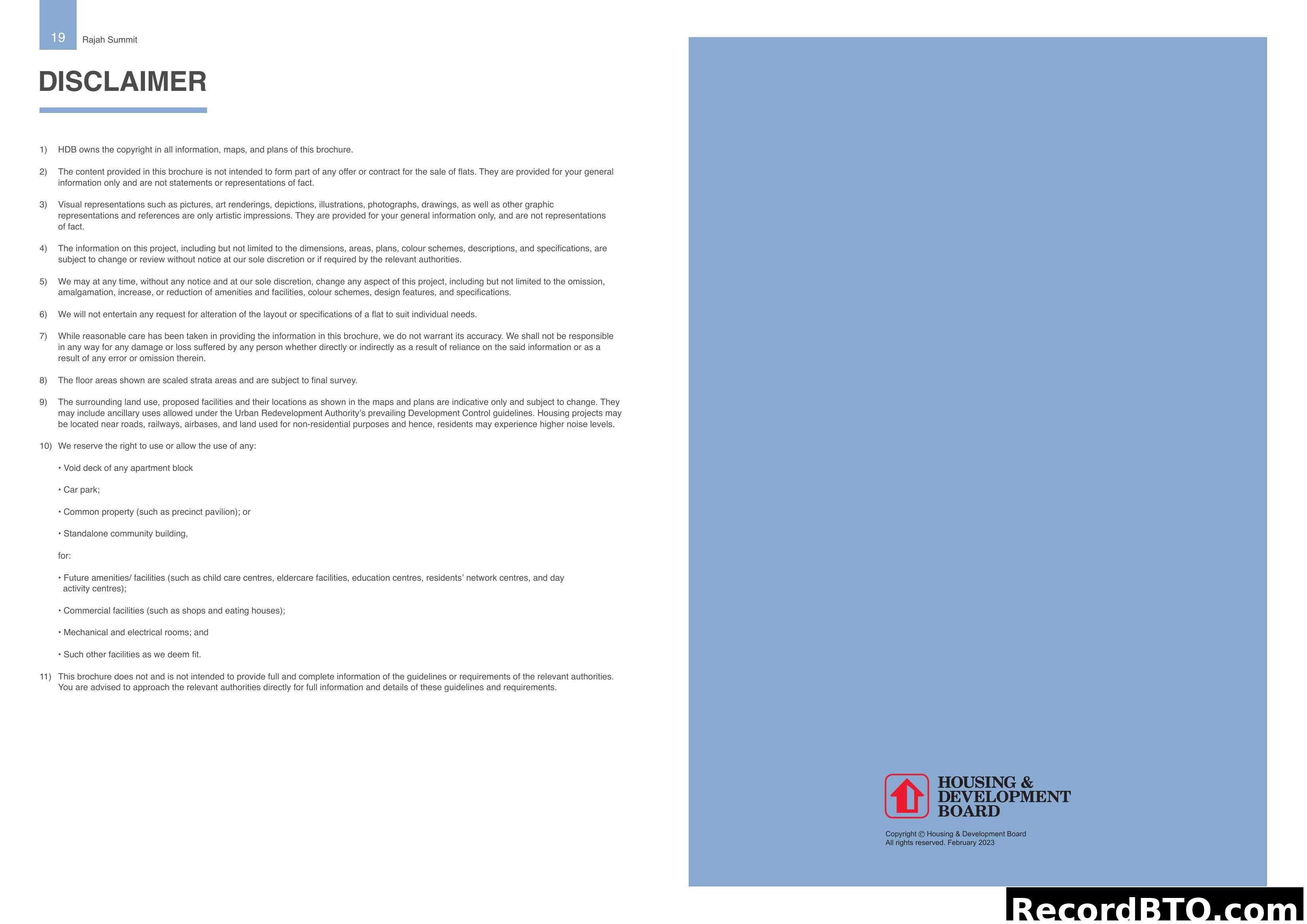 Rajah Summit Brochure Disclaimer