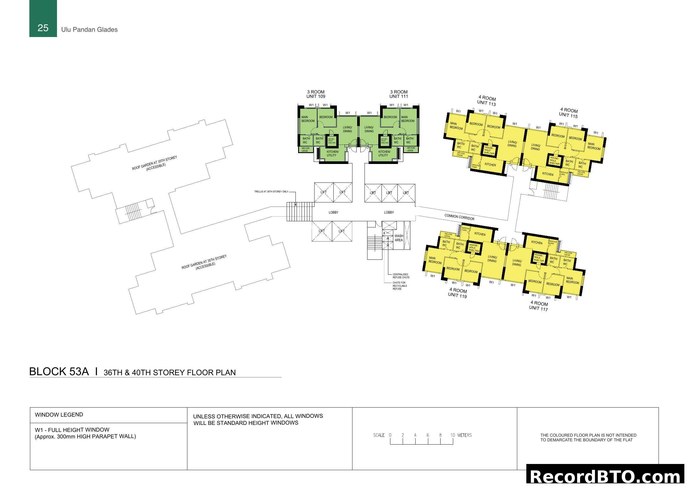 Ulu Pandan Glades Block 53A Floor Plan (36th & 40th Storey)