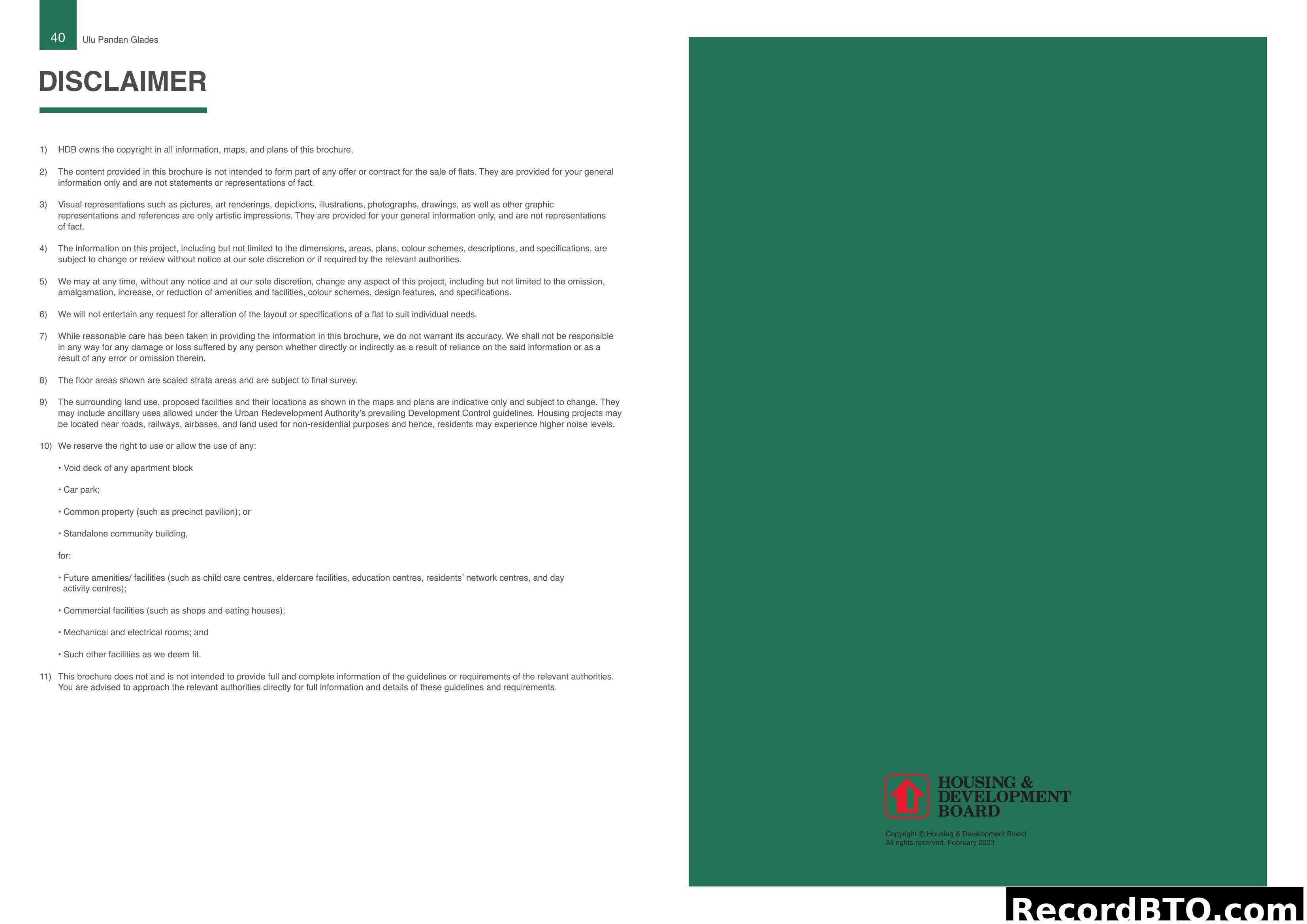 Ulu Pandan Glades Disclaimer