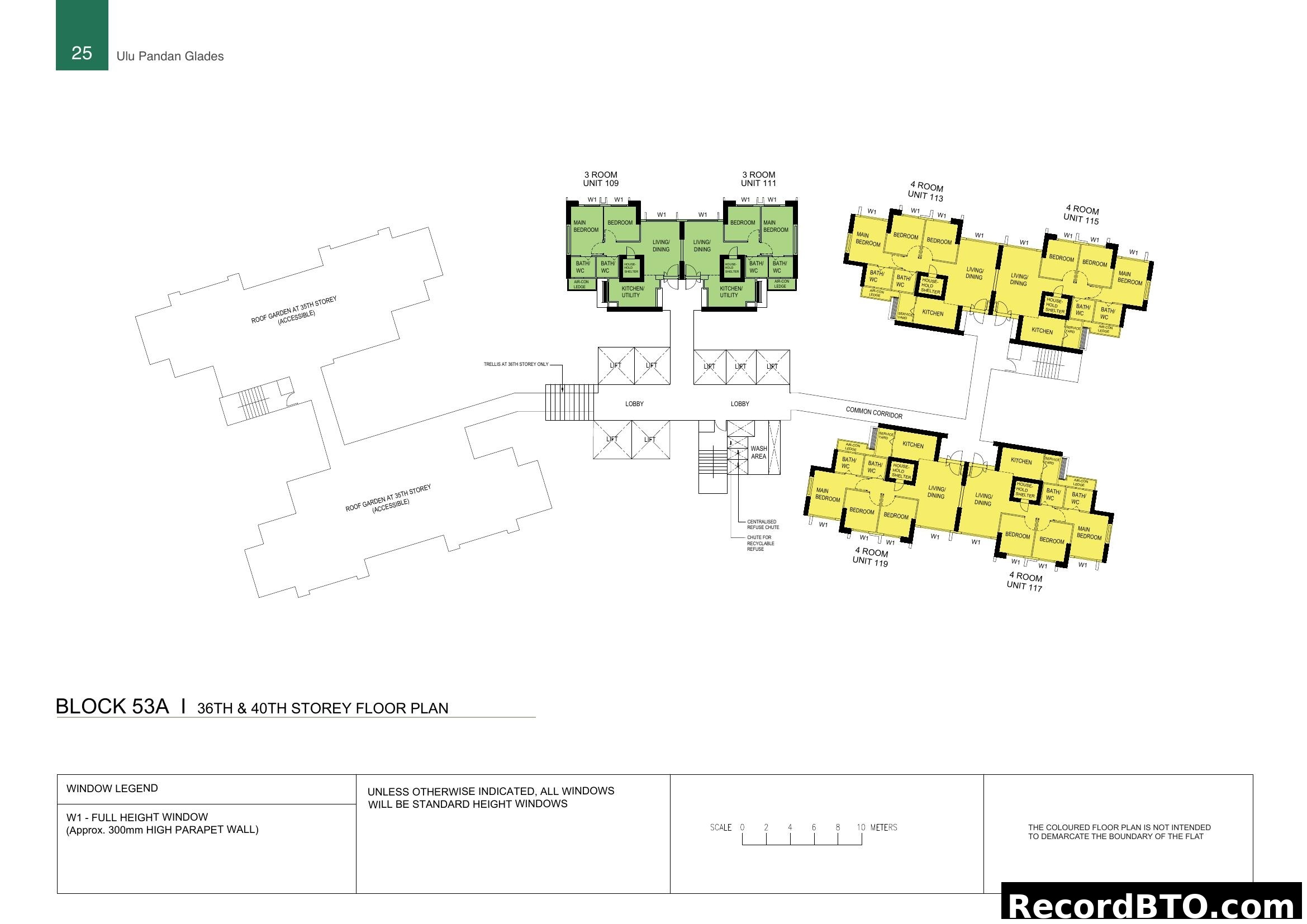 Ulu Pandan Glades Block 53A Floor Plan (36th & 40th Storey)