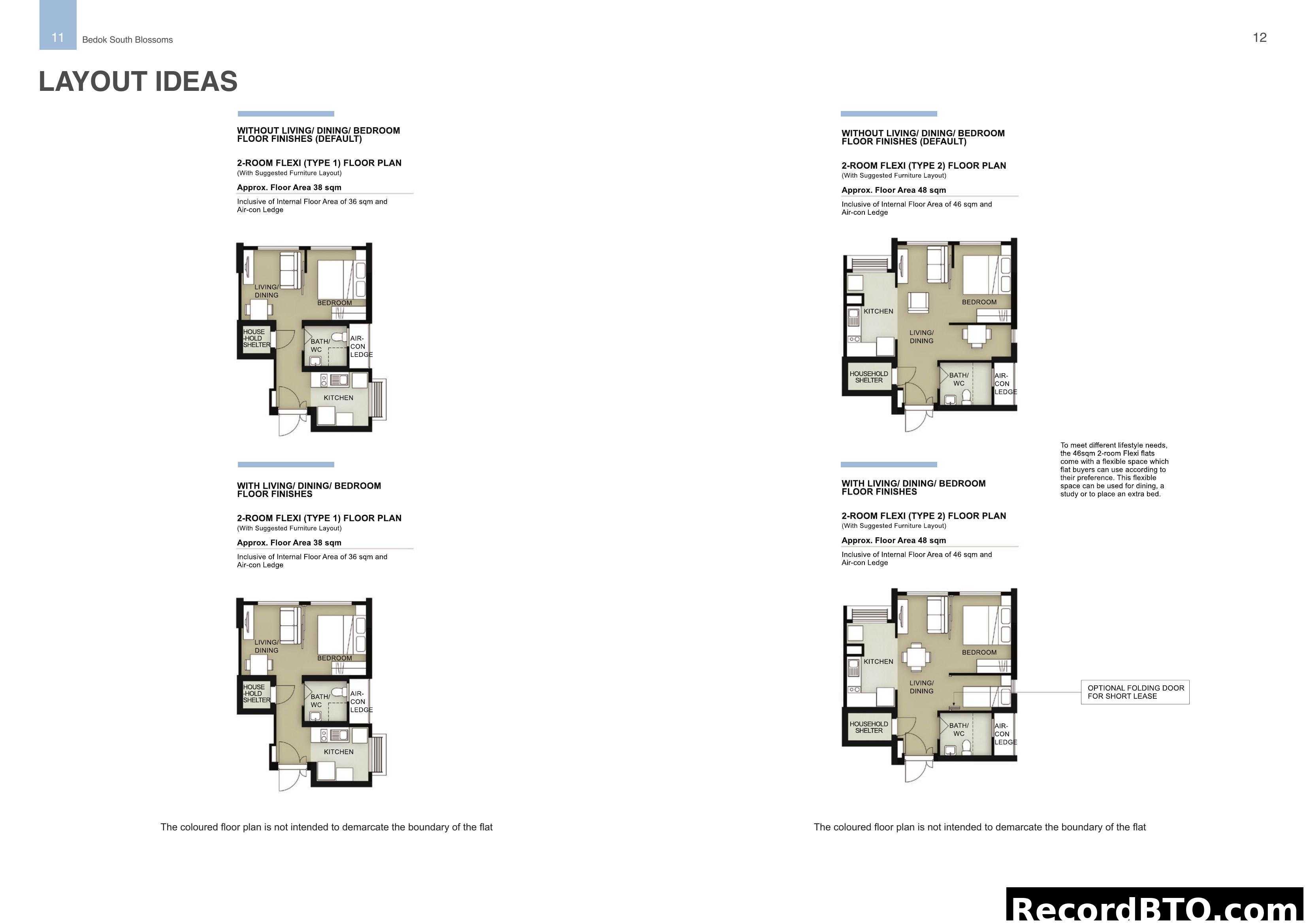 Bedok South Blossoms - 2-Room Flexi Floor Plan Ideas