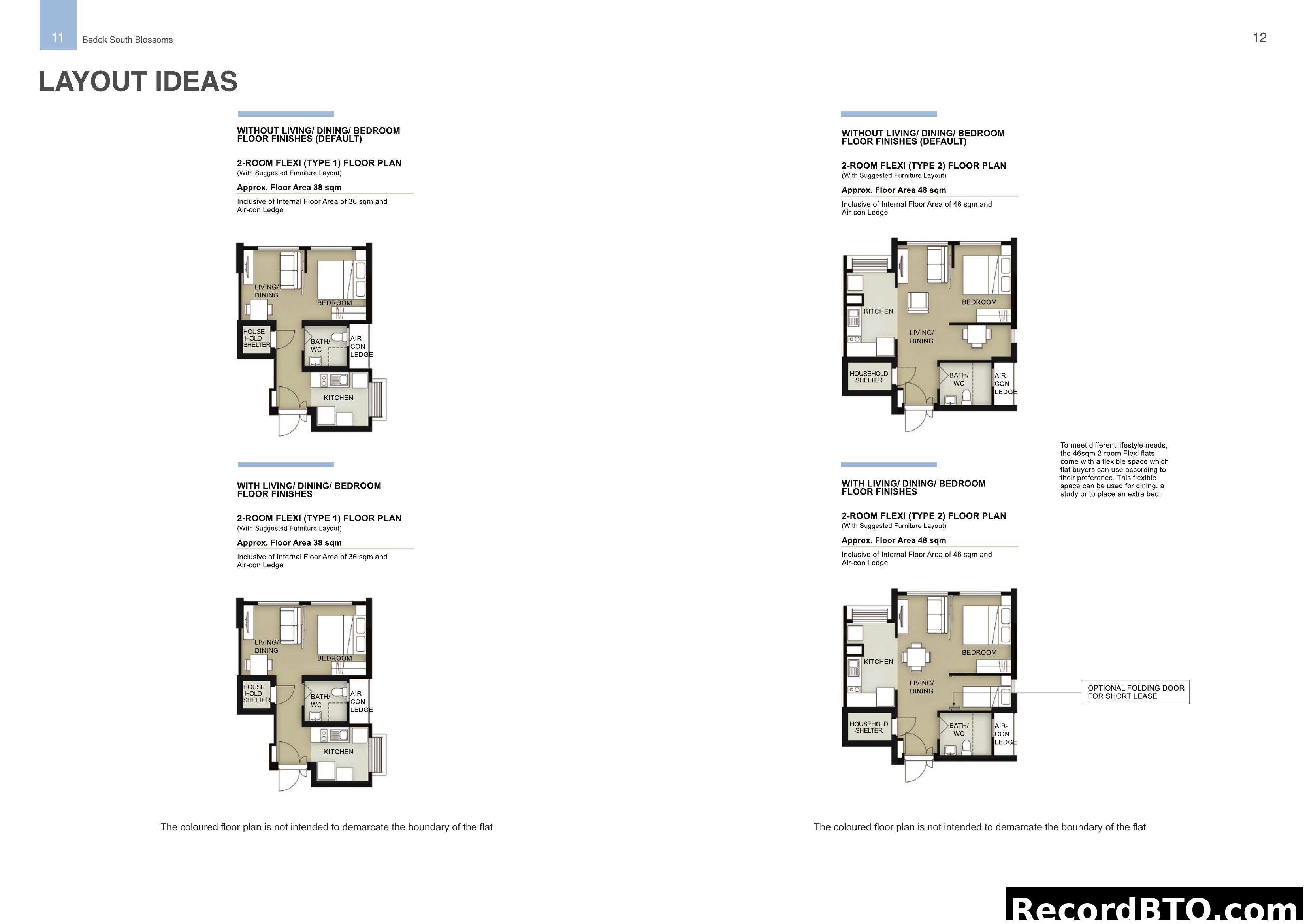 Bedok South Blossoms - 2-Room Flexi Floor Plan Ideas