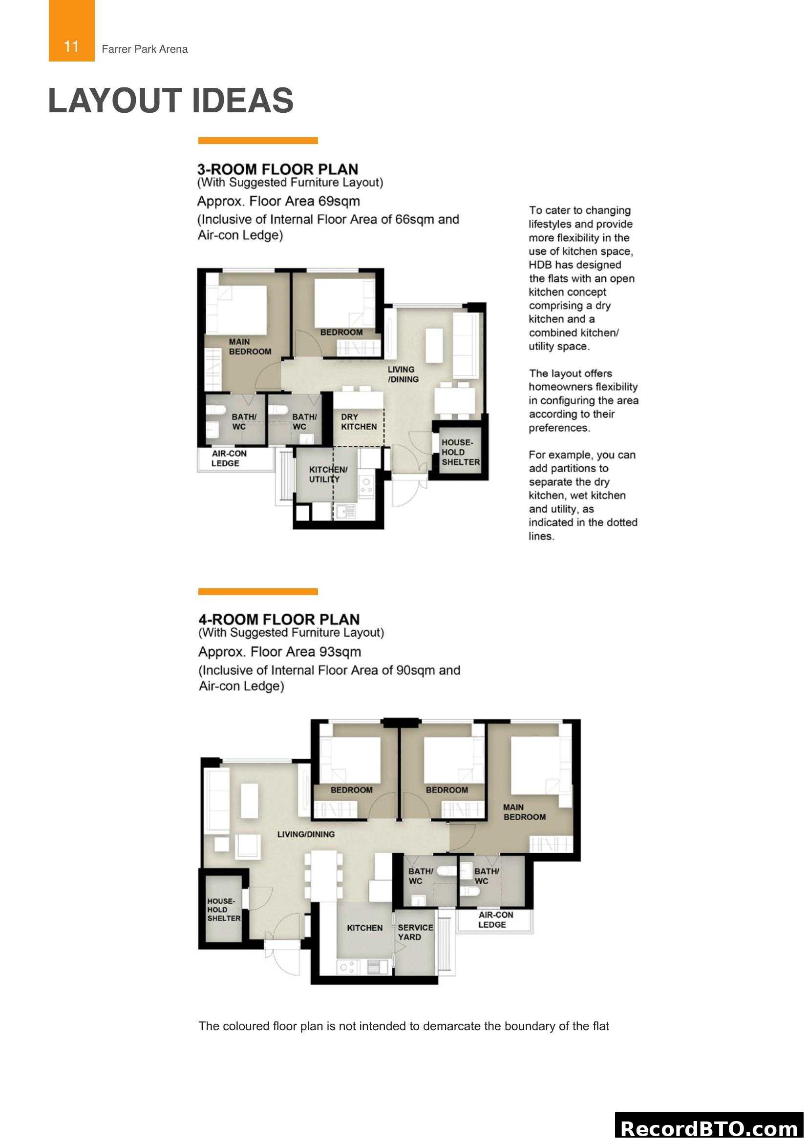 Farrer Park Arena - Layout Ideas for 3-Room and 4-Room Flats