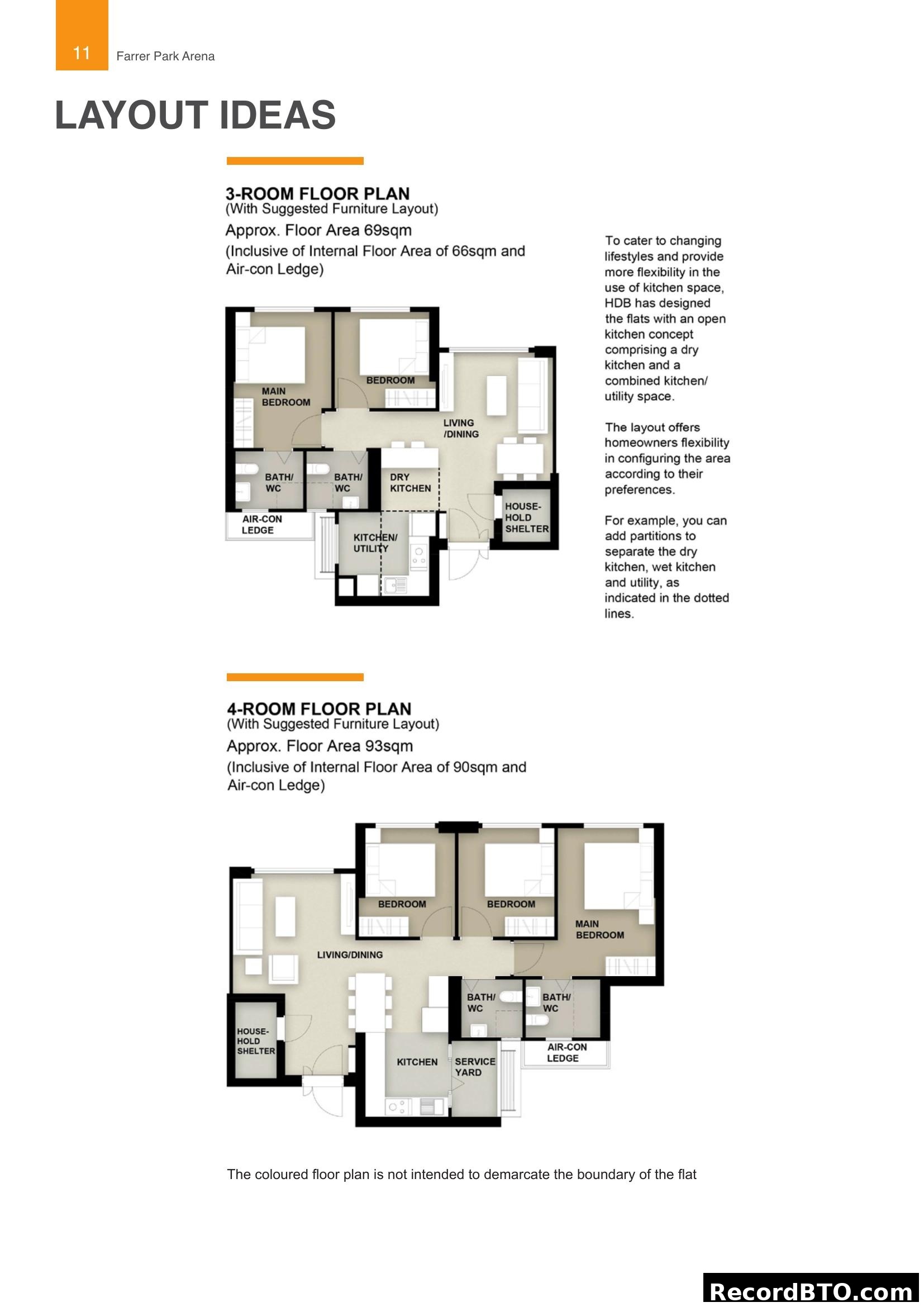 Farrer Park Arena - Layout Ideas for 3-Room and 4-Room Flats