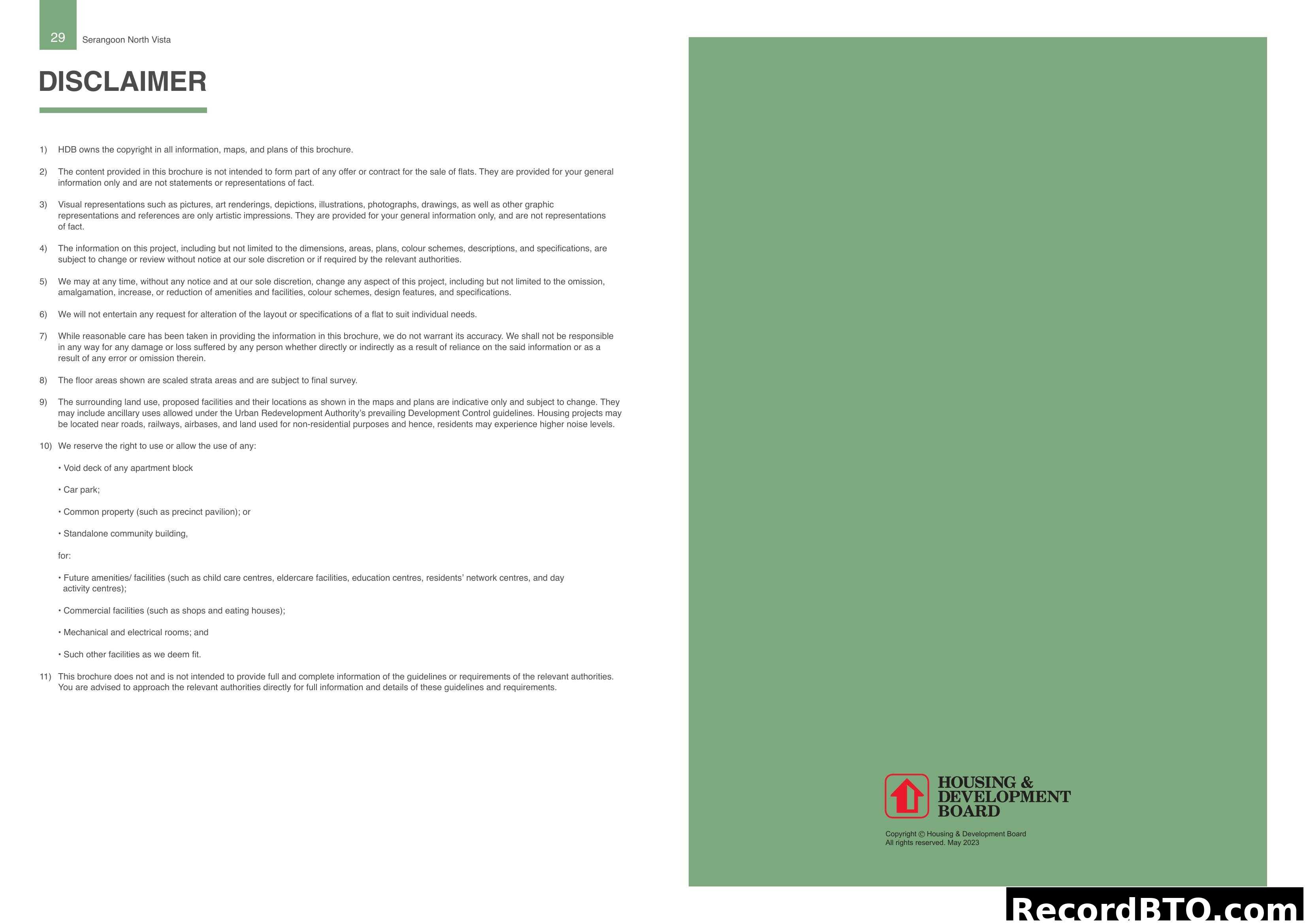 Disclaimer for Serangoon North Vista HDB Brochure