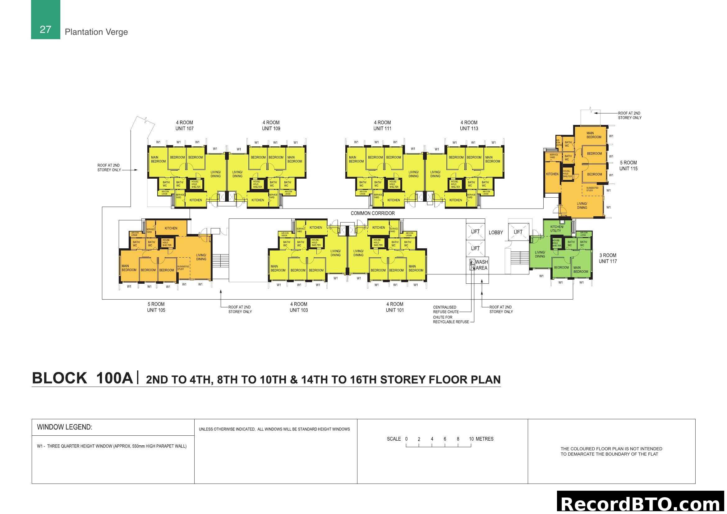 Block 100A Floor Plan (2nd-4th, 8th-10th, 14th-16th Storeys)