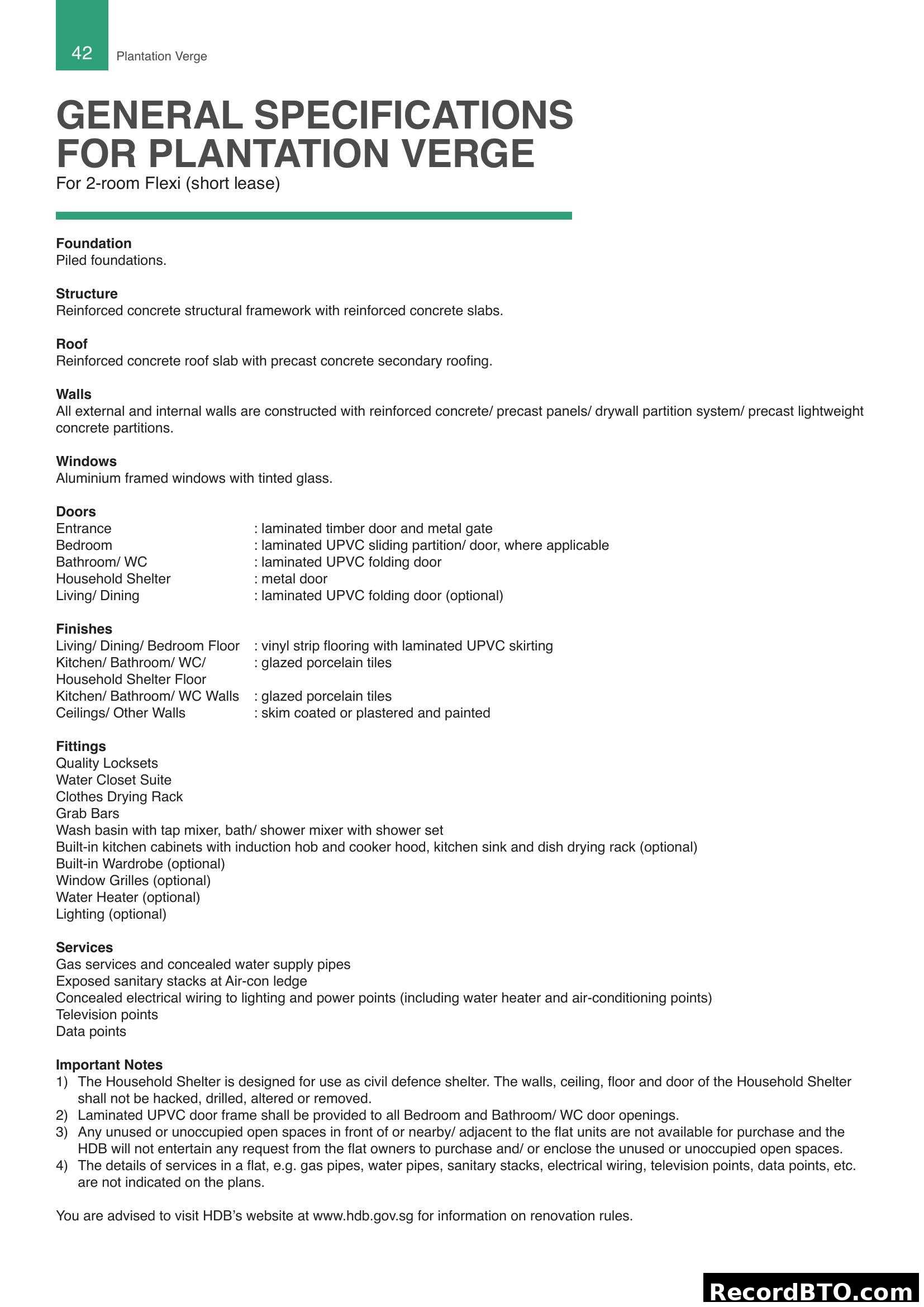 General Specifications for Plantation Verge