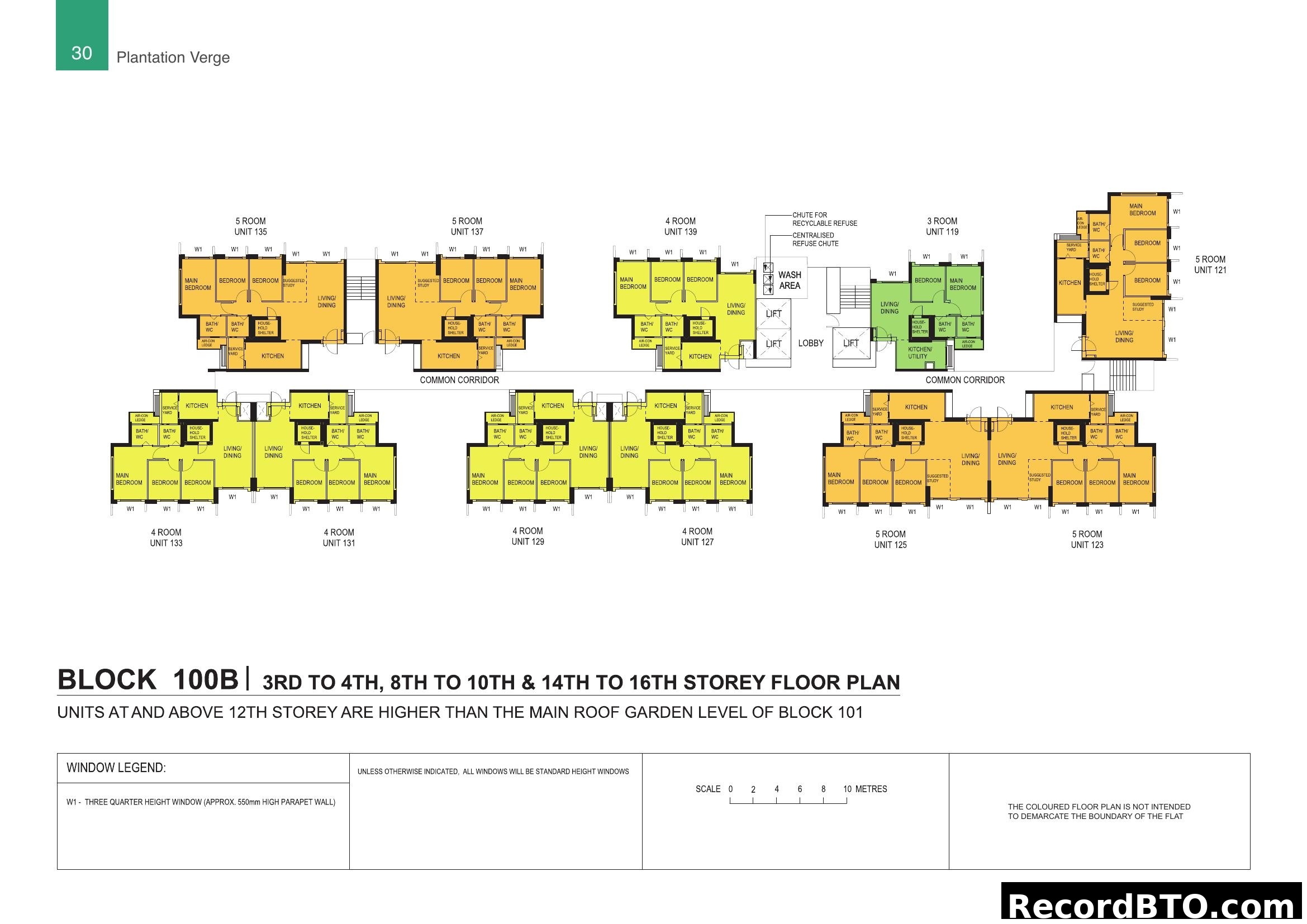 Block 100B Floor Plan (3rd-4th, 8th-10th, 14th-16th Storey)