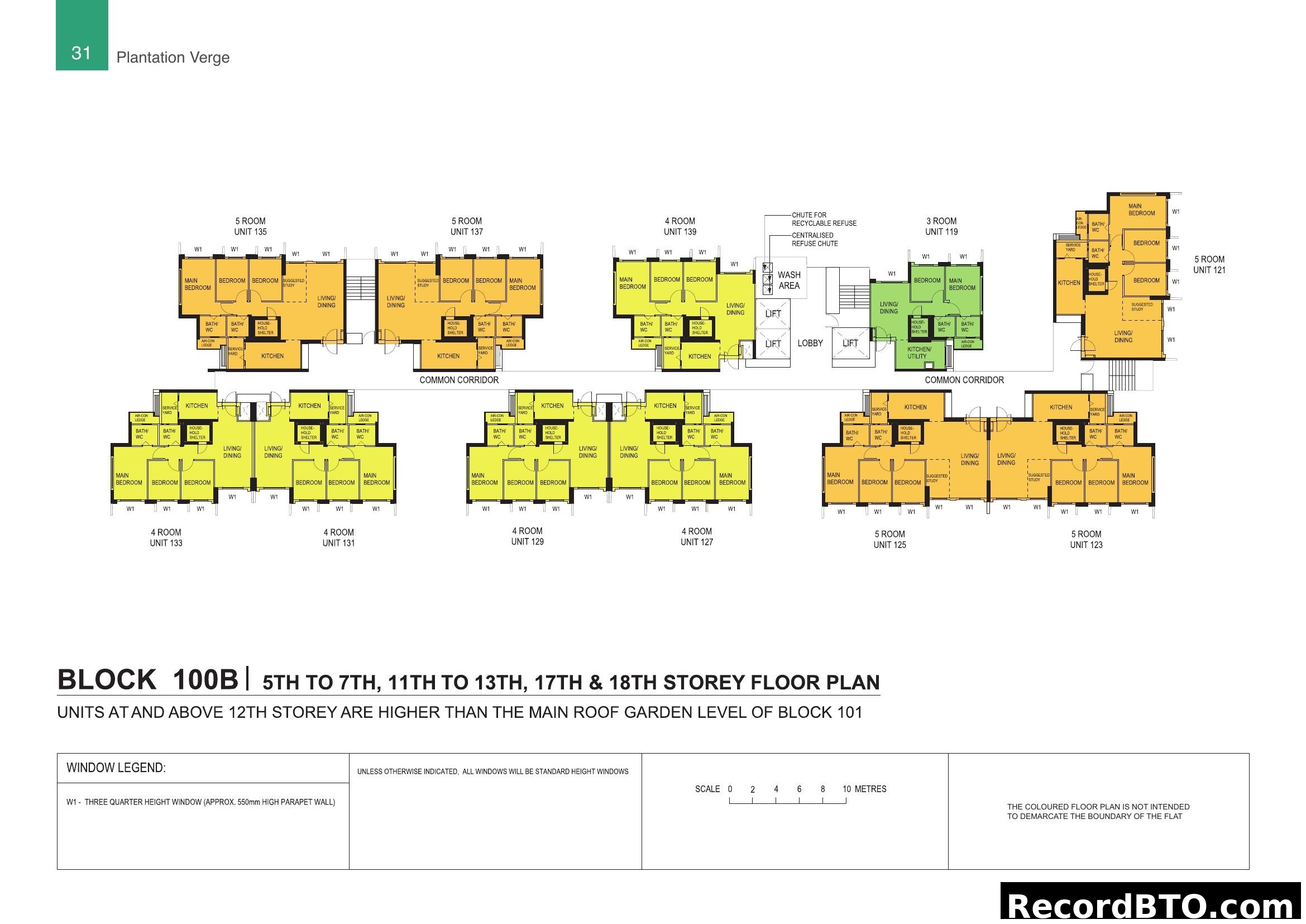 Block 100B Floor Plan (5th to 7th, 11th to 13th, 17th & 18th Storey)