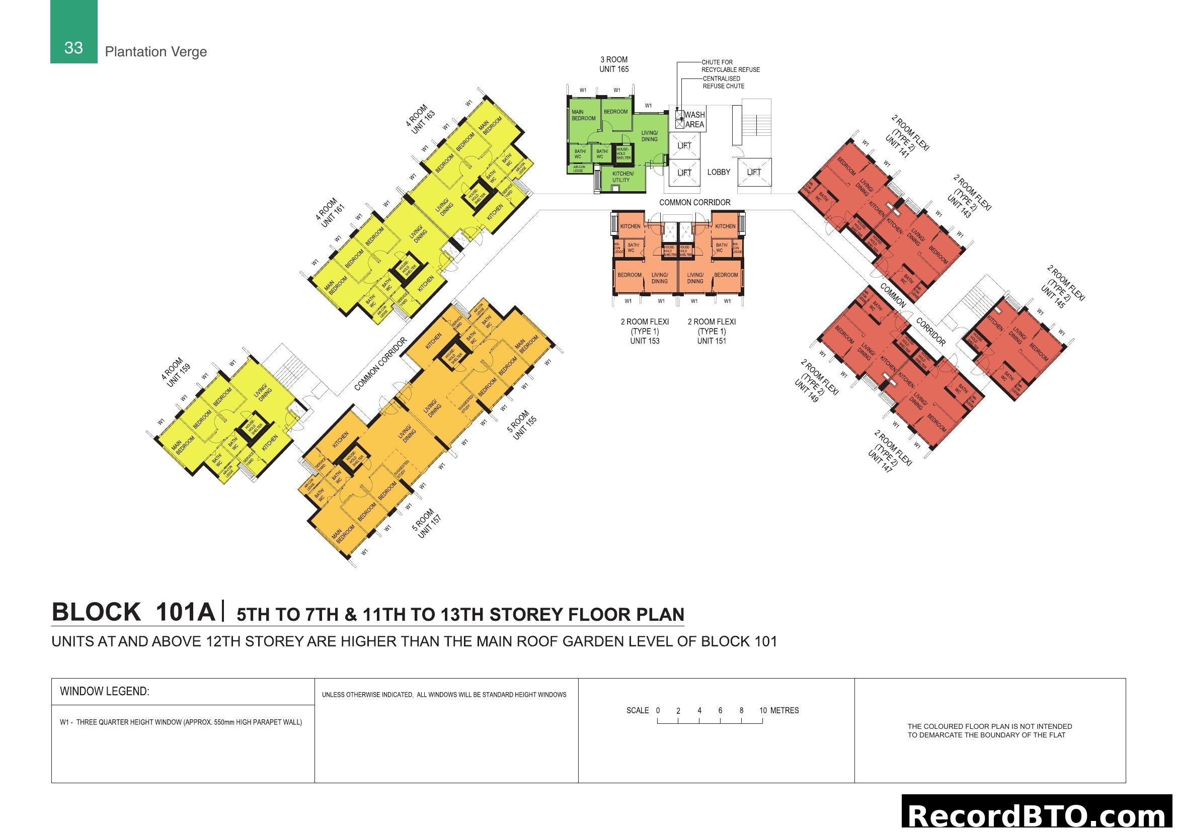 Block 101A Floor Plan: 2-Room Flexi, 3, 4, 5-Room Units