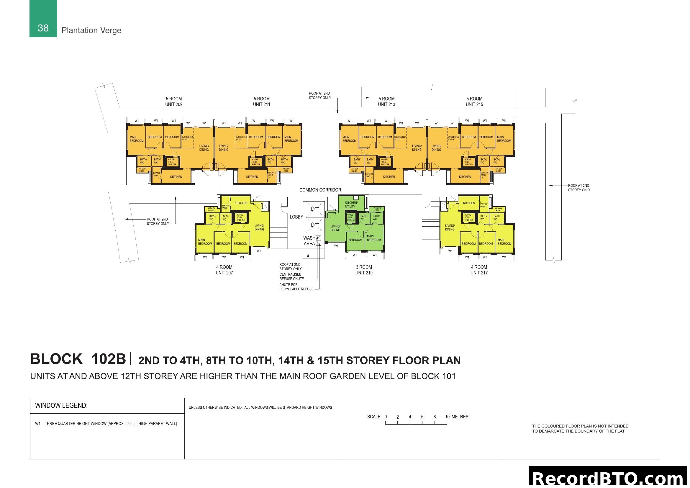 Block 102B Floor Plan (2nd-4th, 8th-10th, 14th-15th Storey)