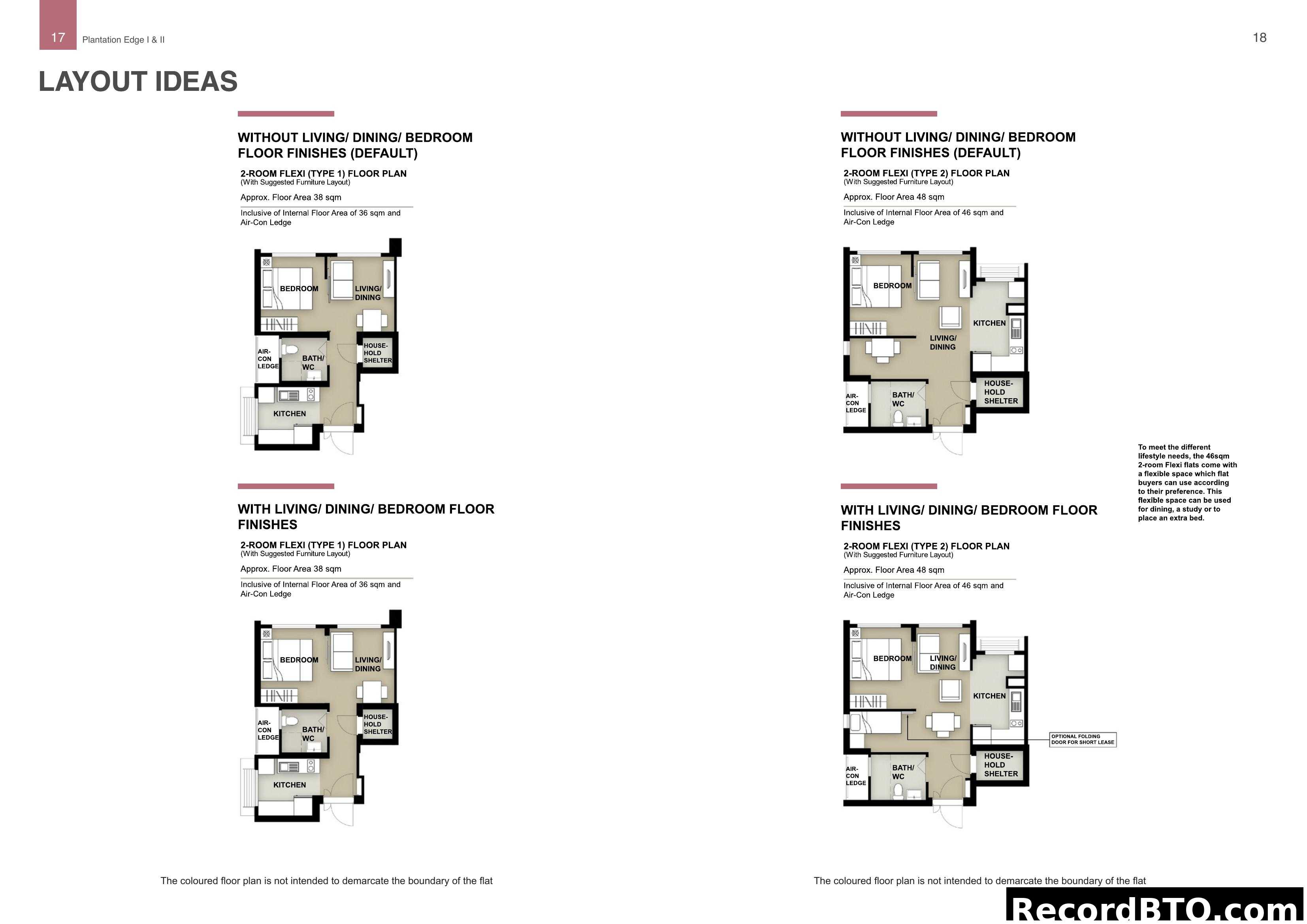 Layout Ideas for 2-Room Flexi Flats at Plantation Edge I & II