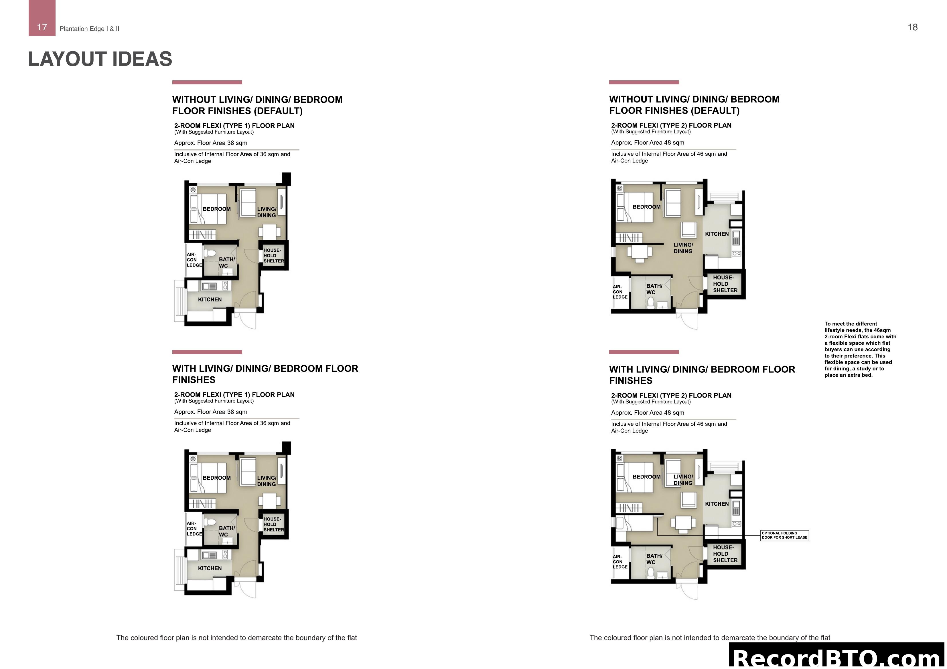 Layout Ideas for 2-Room Flexi Flats at Plantation Edge I & II
