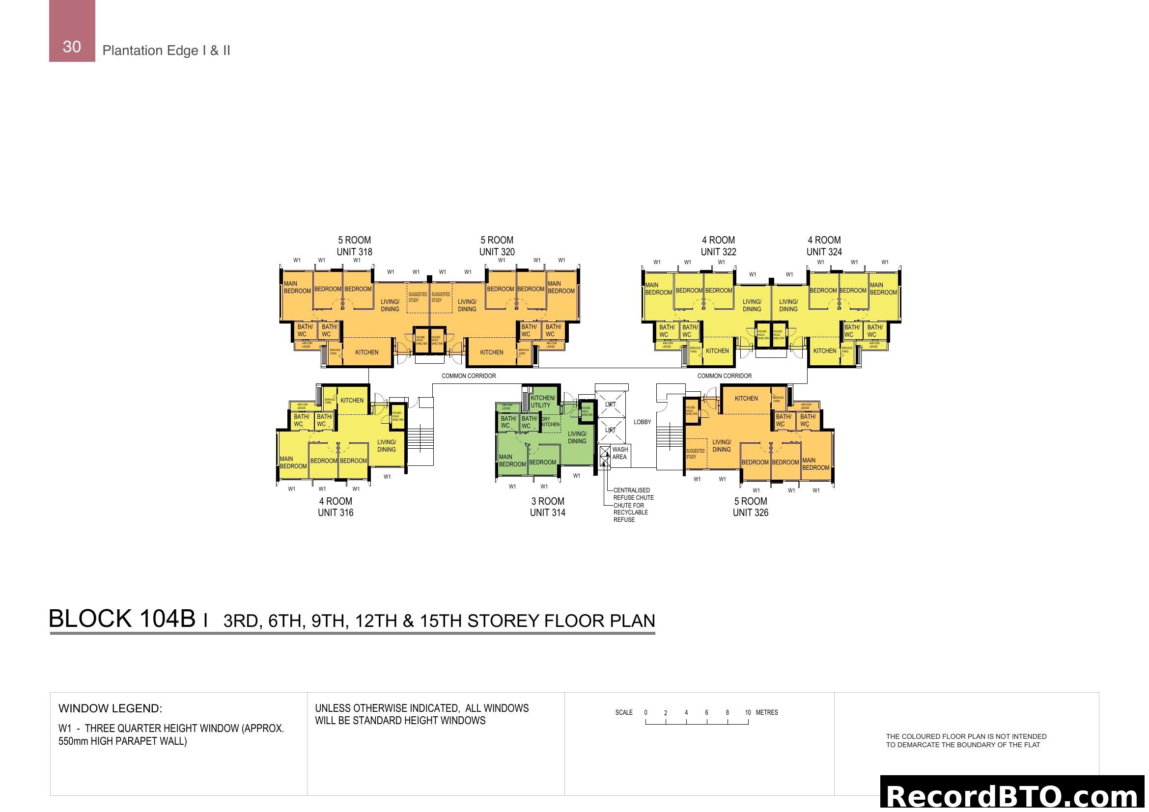 Block 104B I 3rd, 6th, 9th, 12th & 15th Storey Floor Plan