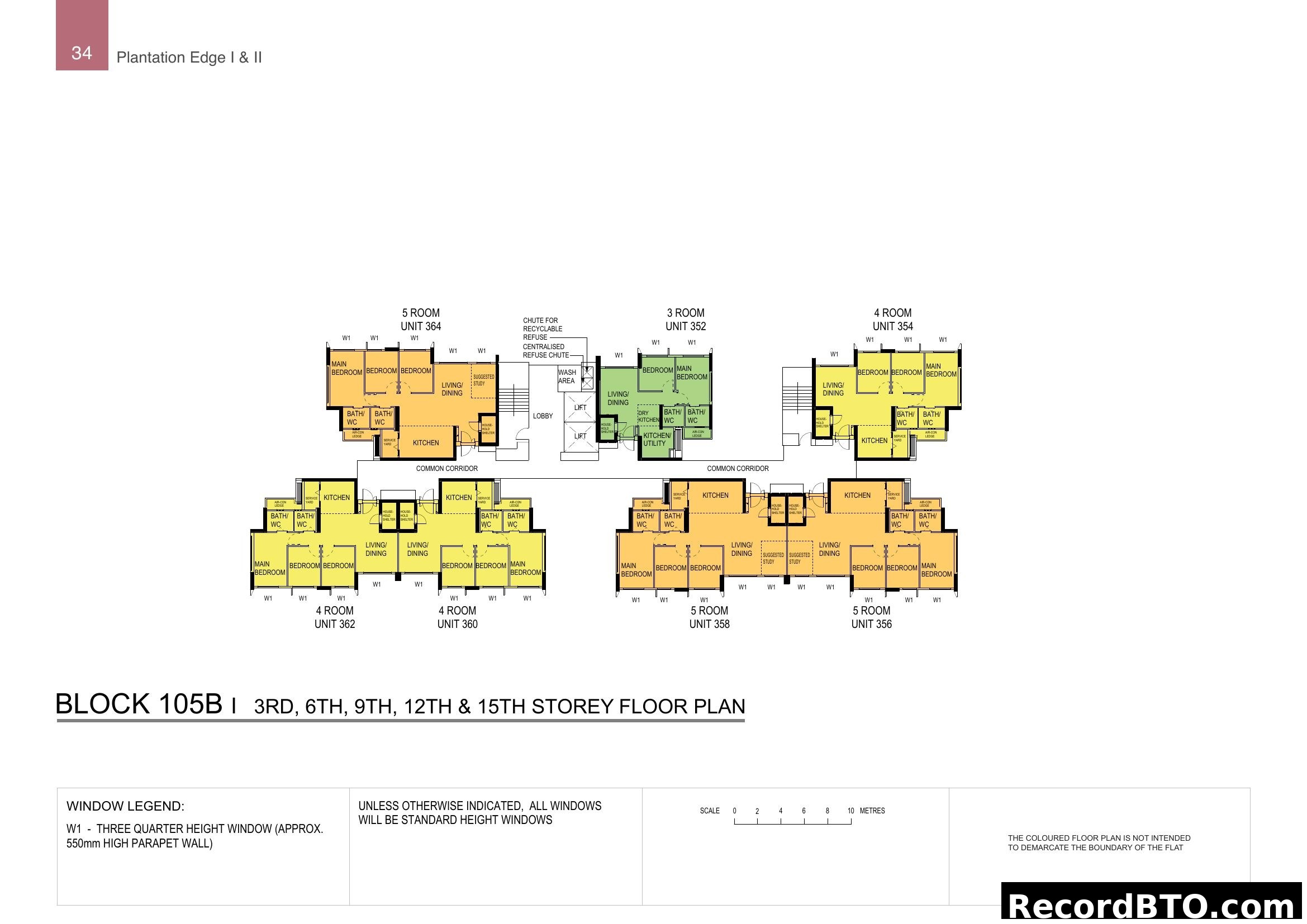 Block 105B Floor Plan - 3, 4, 5-Room Units