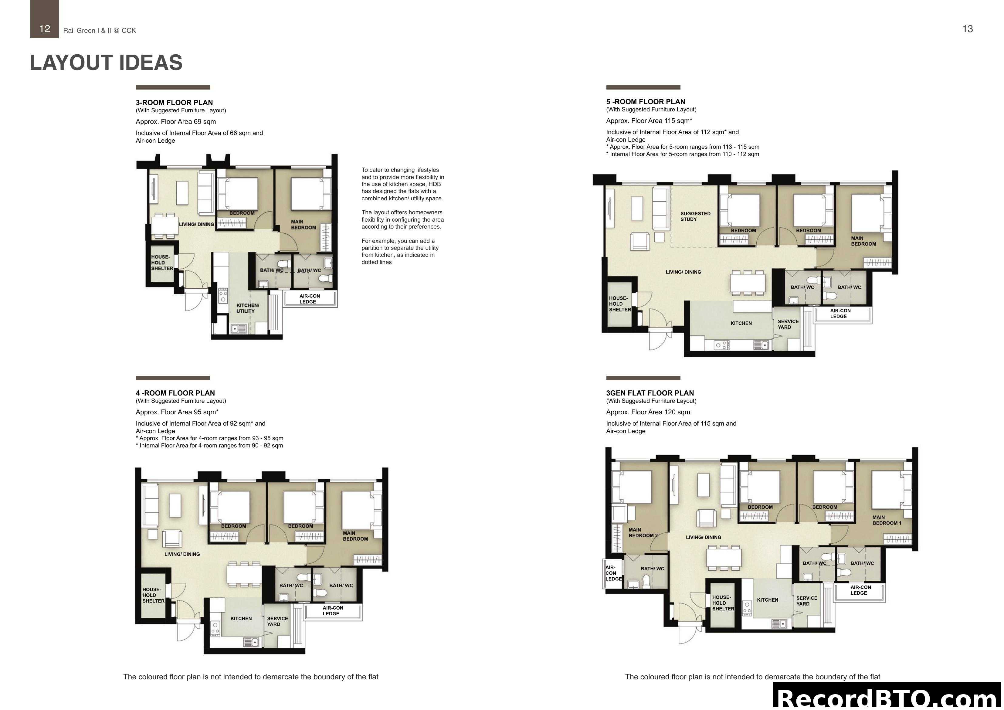 HDB BTO Floor Plan Layout Ideas (3-room, 4-room, 5-room, 3Gen)