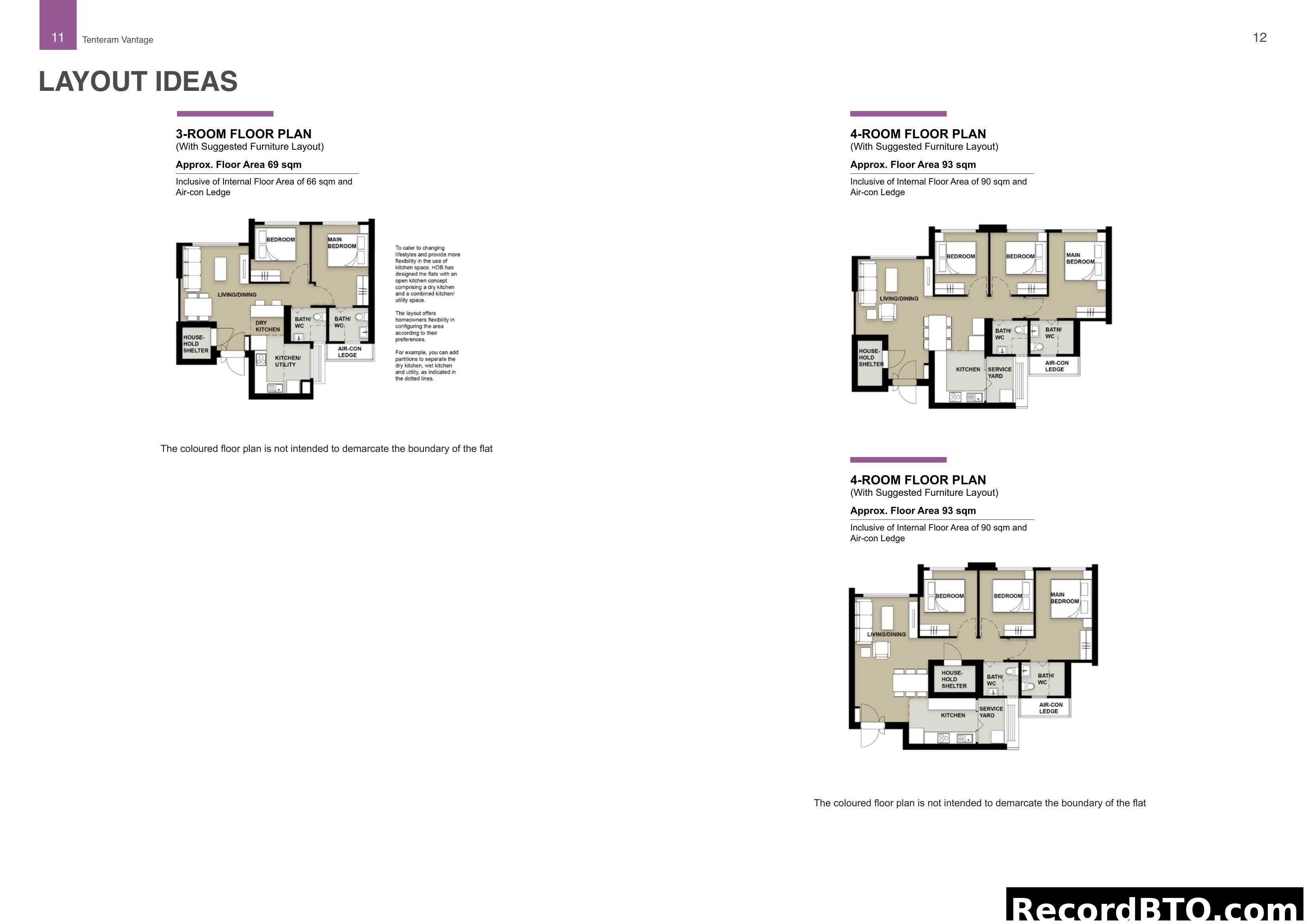 Tenteram Vantage Layout Ideas: 3-Room and 4-Room Plans