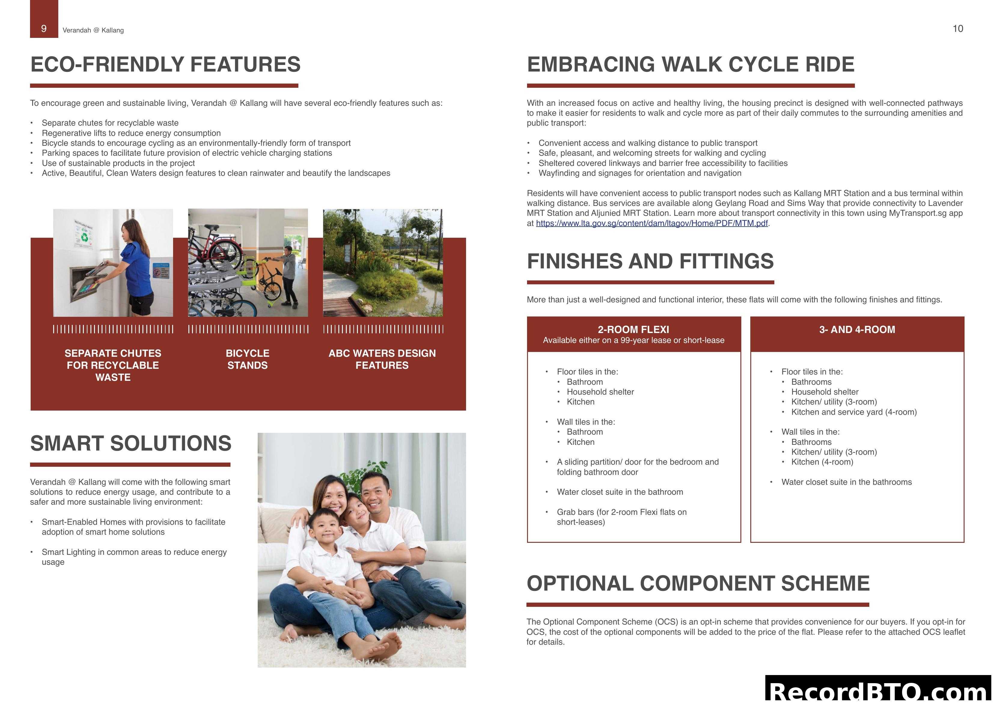 Verandah @ Kallang Features, Fittings & Schemes