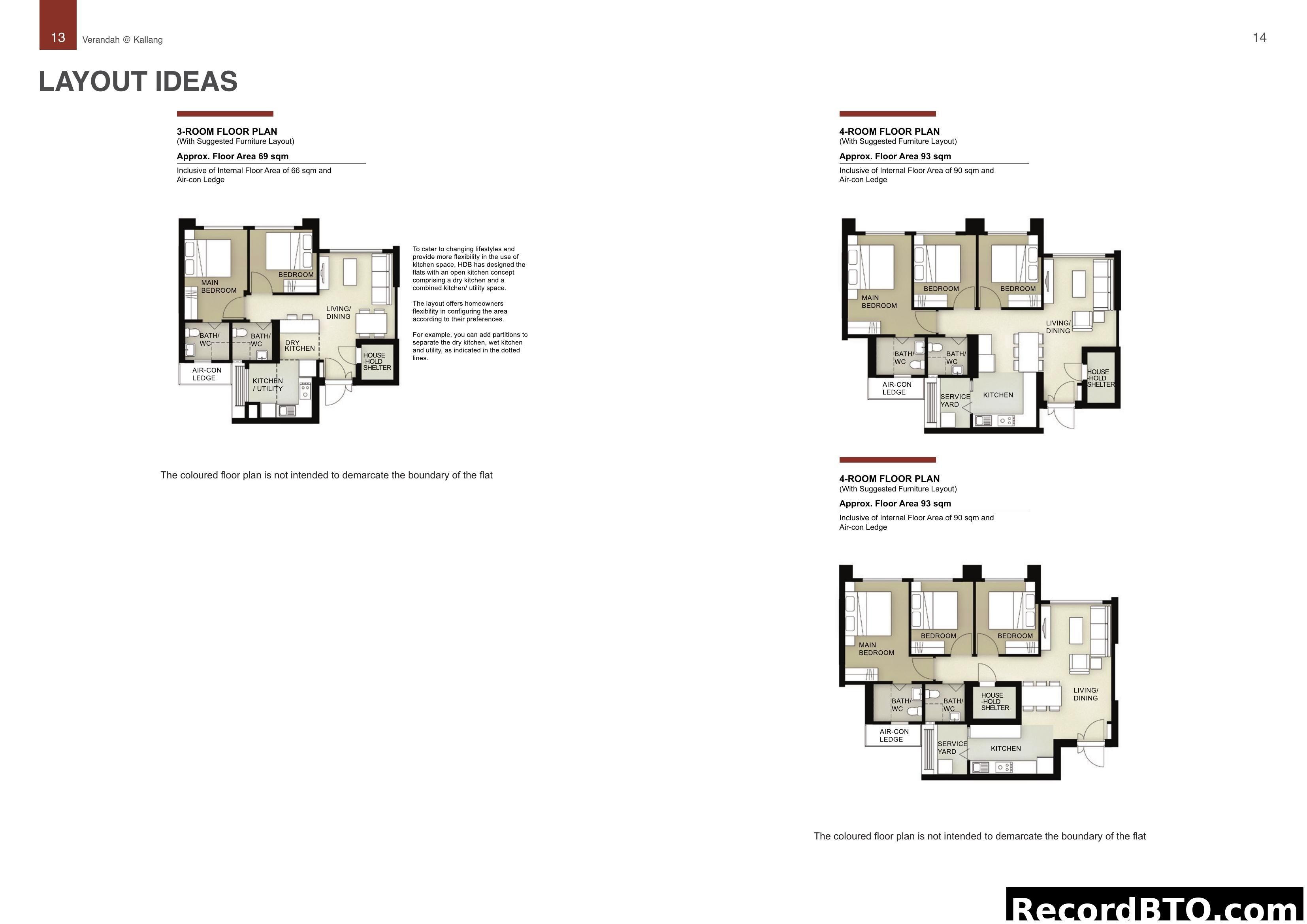 HDB BTO Layout Ideas - 3 & 4 Room Floor Plans
