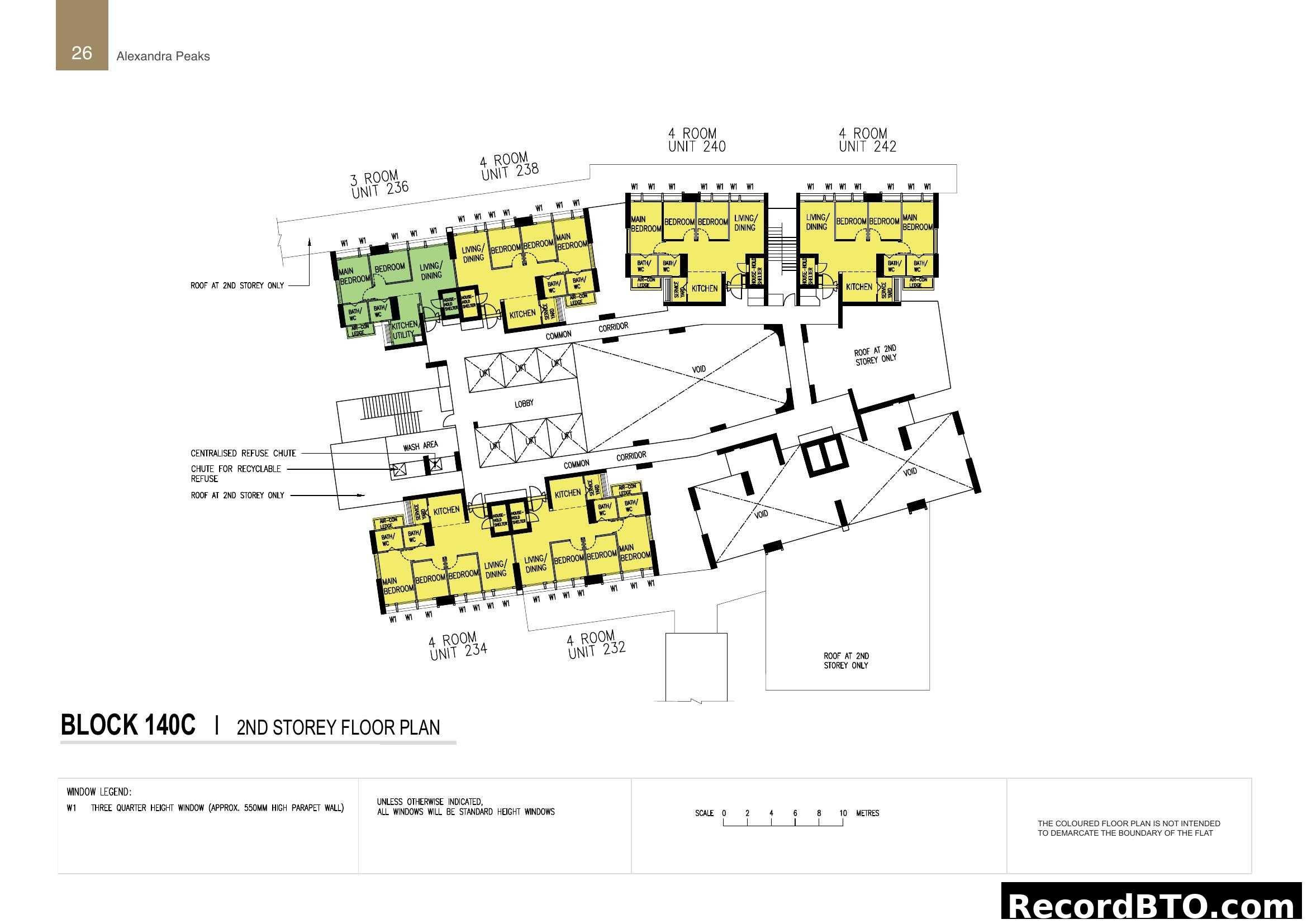 Block 140C 2nd Storey Floor Plan with Unit Layouts