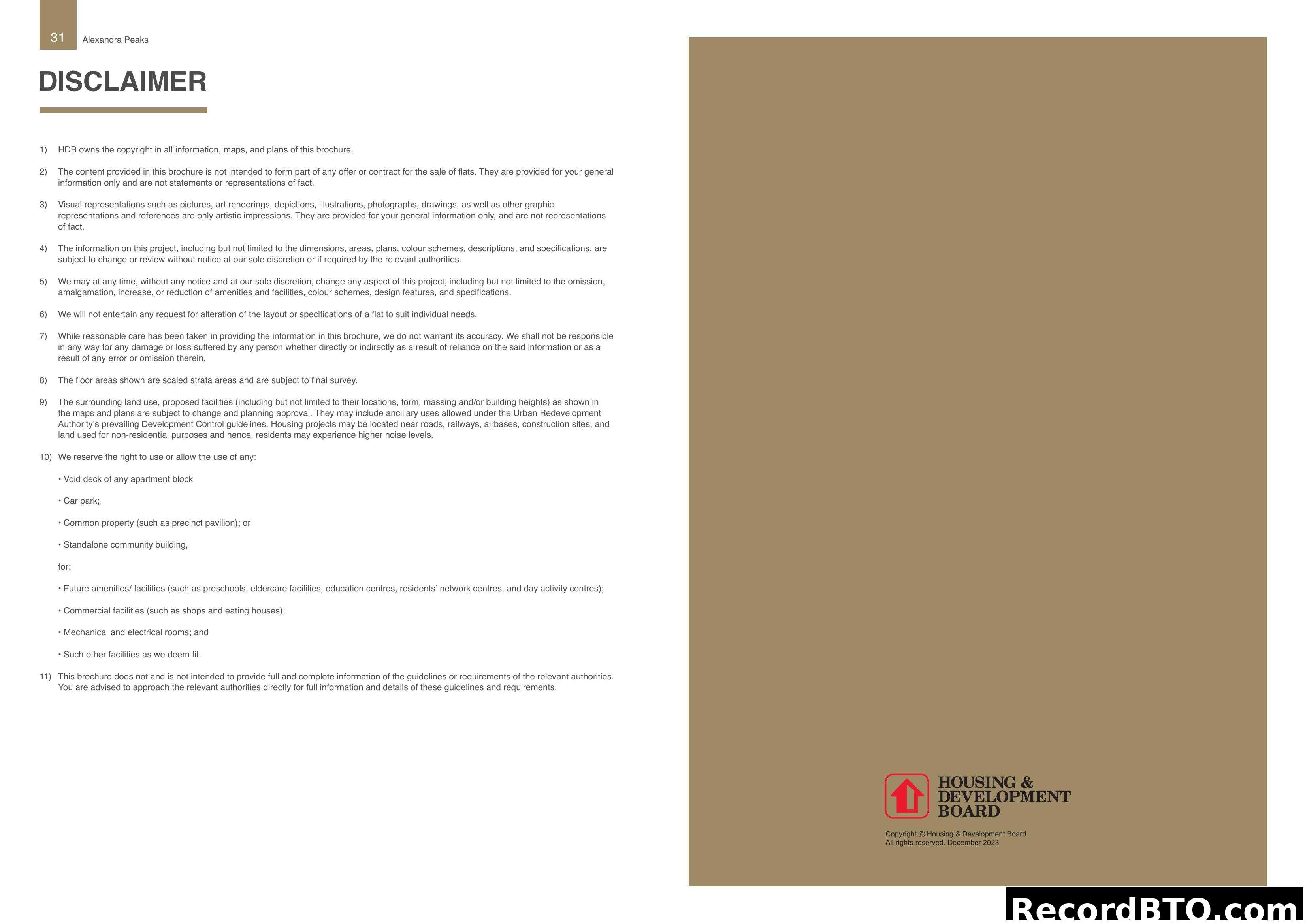 Alexandra Peaks Disclaimer Page