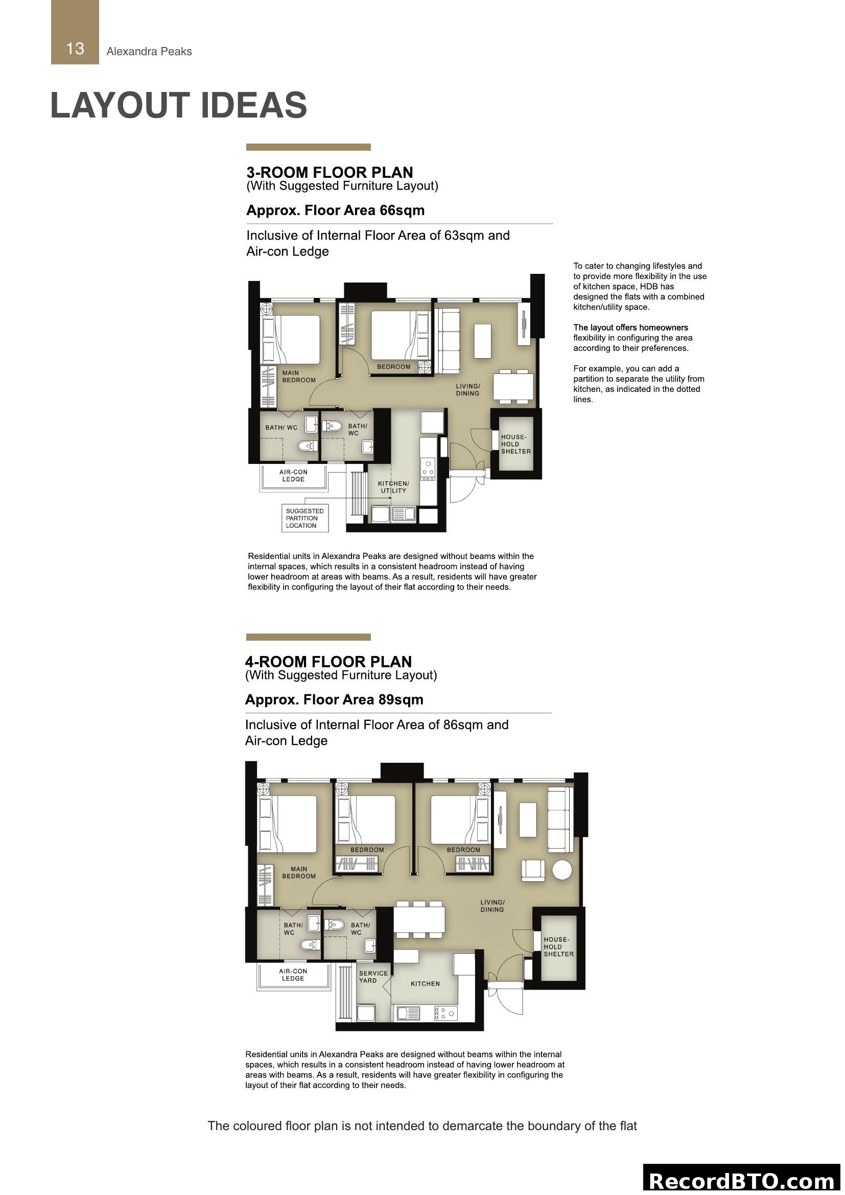Layout Ideas for 3-Room and 4-Room Alexandra Peaks Units