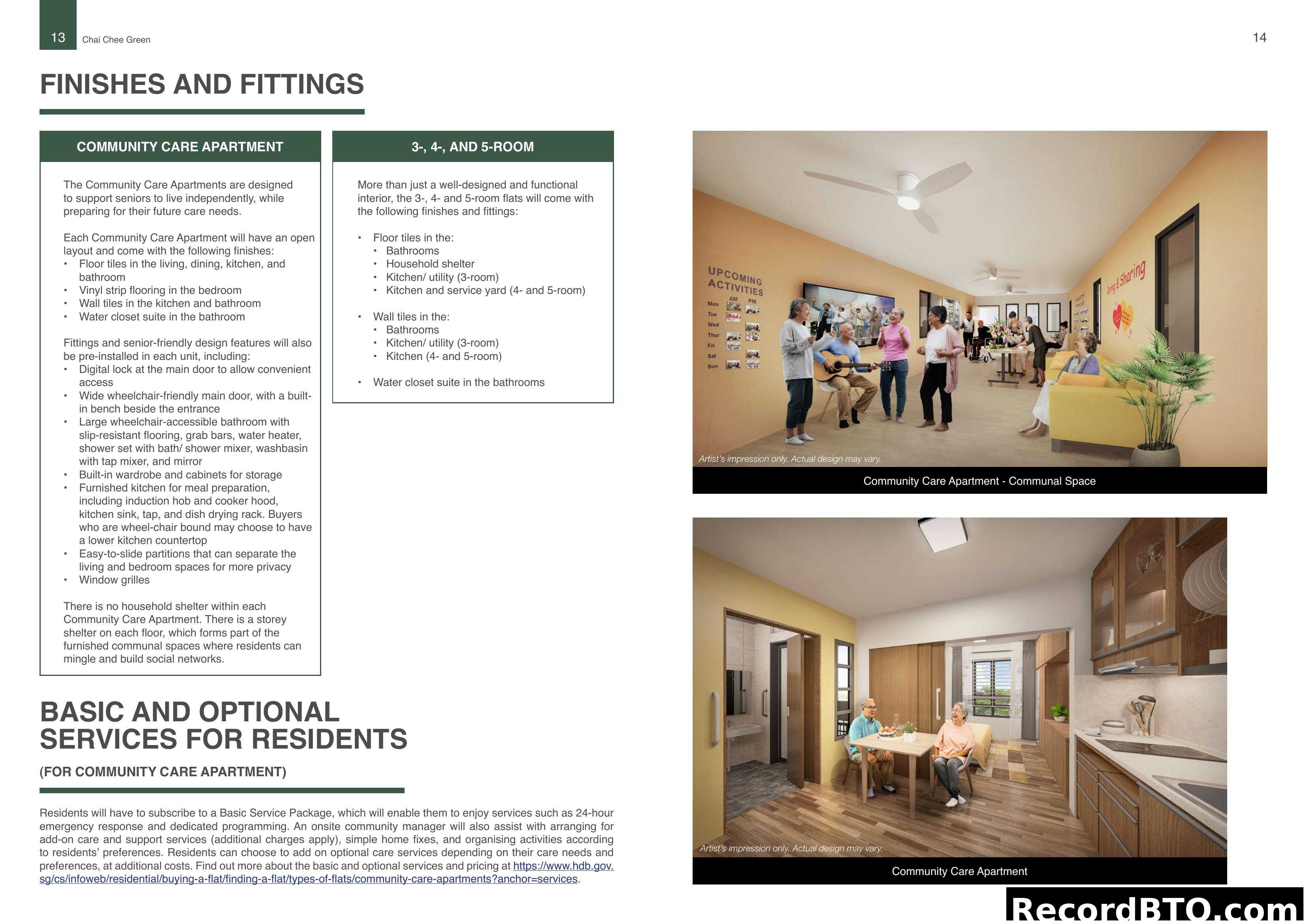 Finishes and Fittings & Resident Services