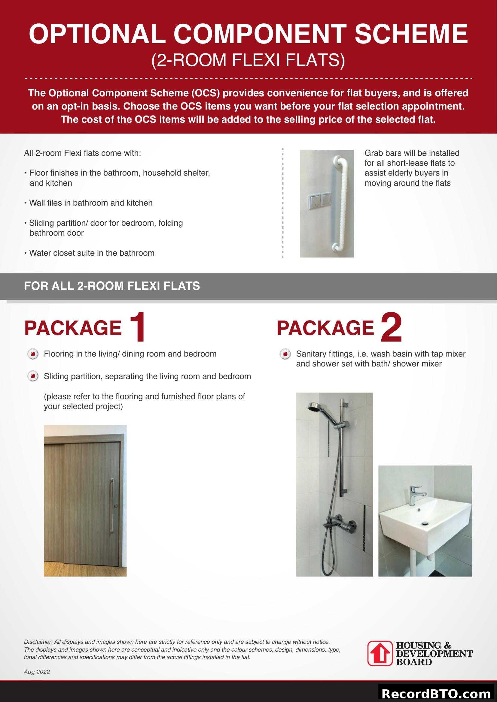 Optional Component Scheme for 2-Room Flexi Flats