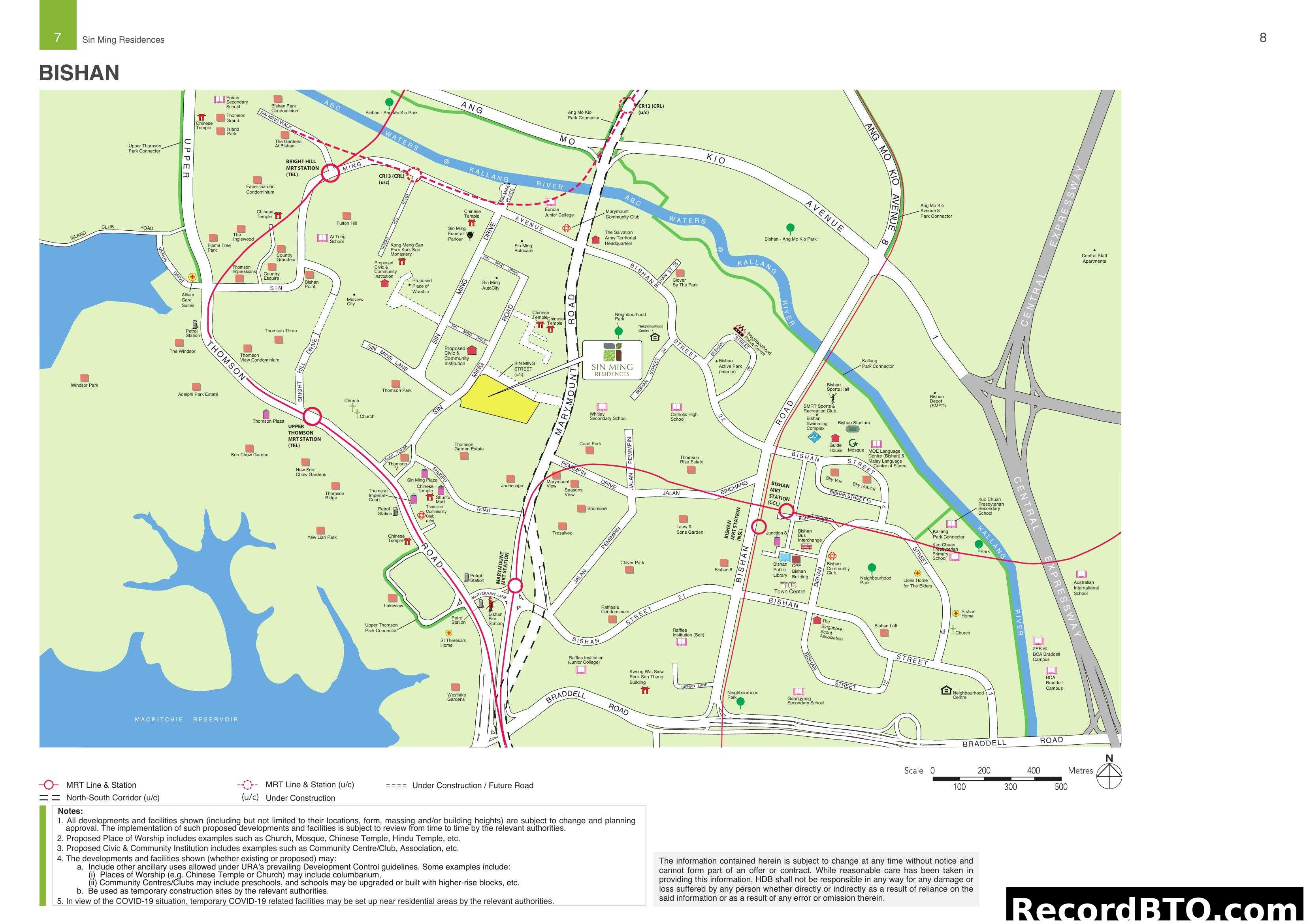 Bishan and Sin Ming Area Location Map