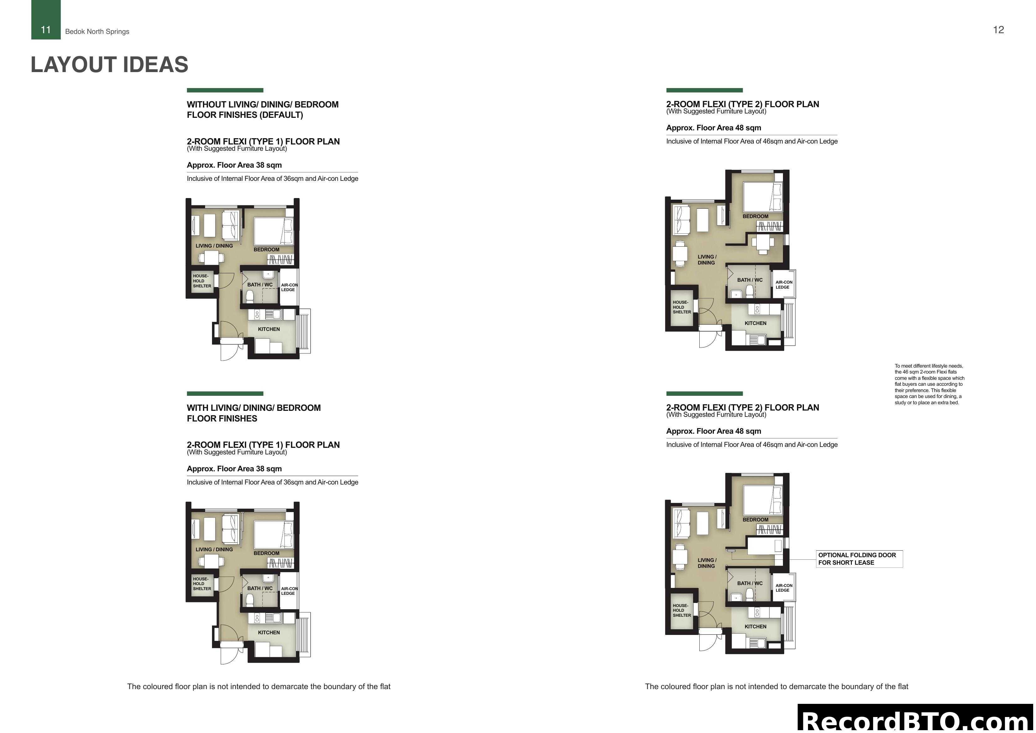 Bedok North Springs: 2-Room Flexi Floor Plan Layout Ideas