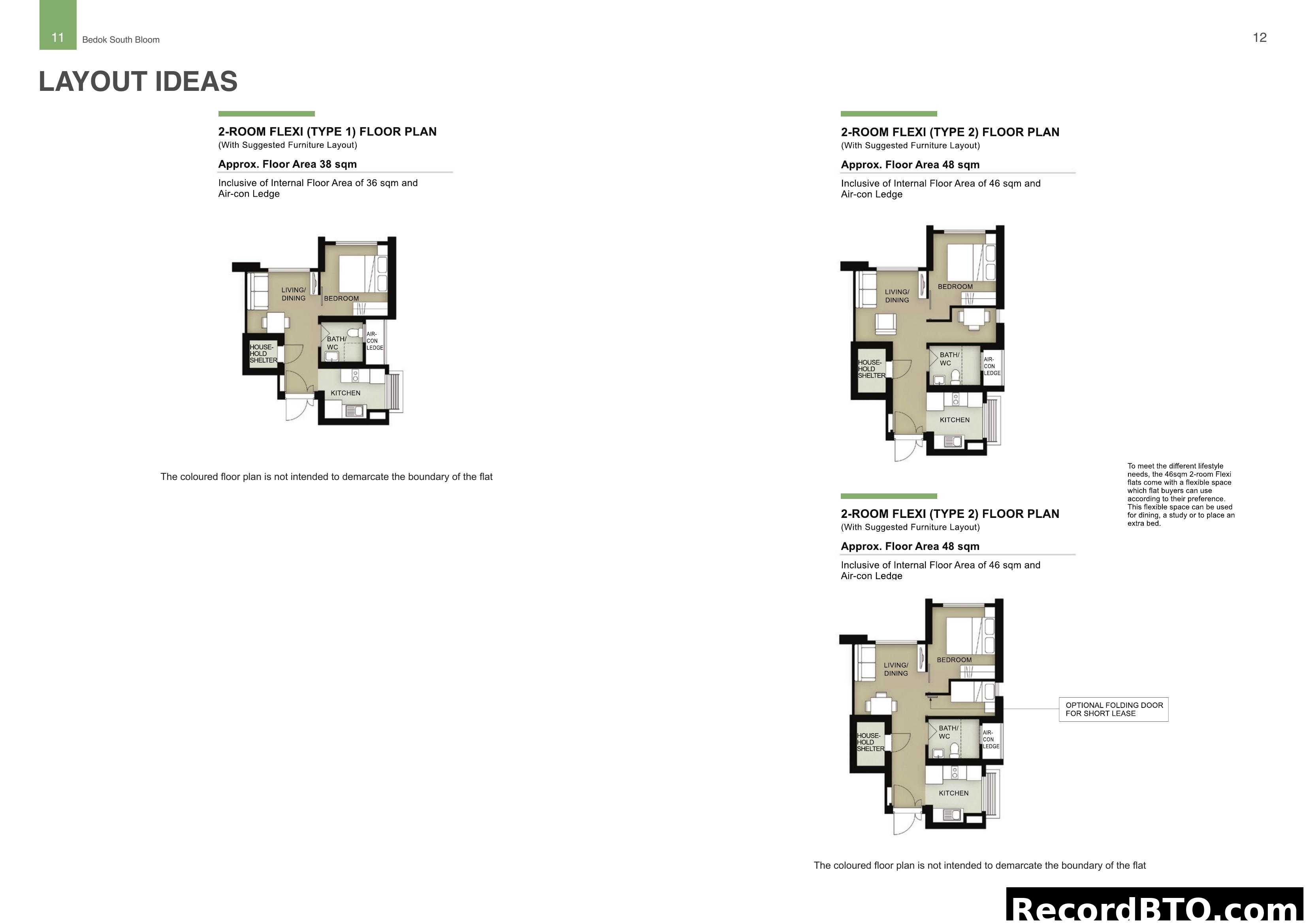 Bedok South Bloom - 2-Room Flexi Floor Plan Layout Ideas