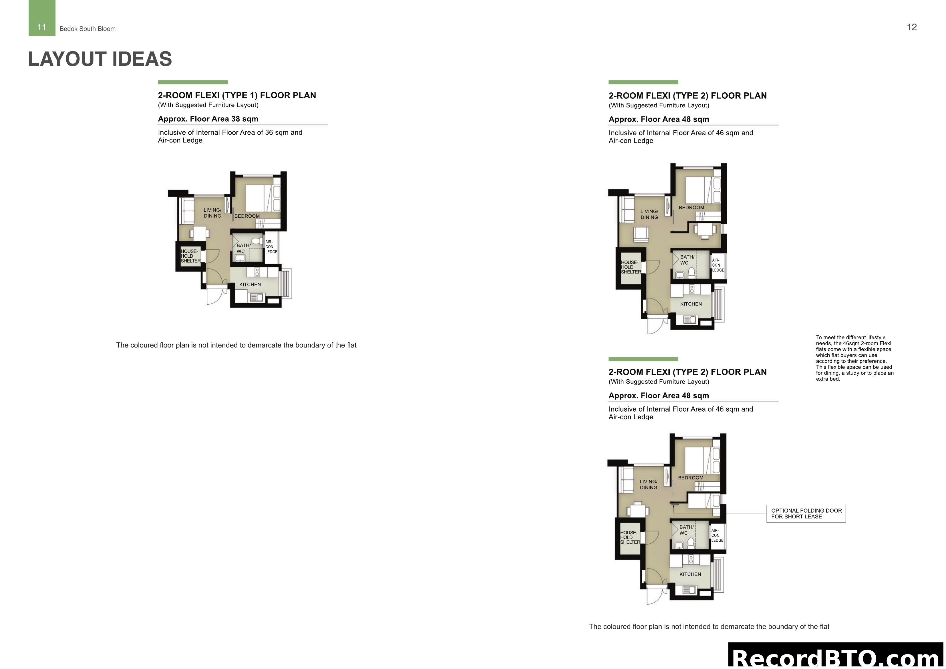 Bedok South Bloom - 2-Room Flexi Floor Plan Layout Ideas