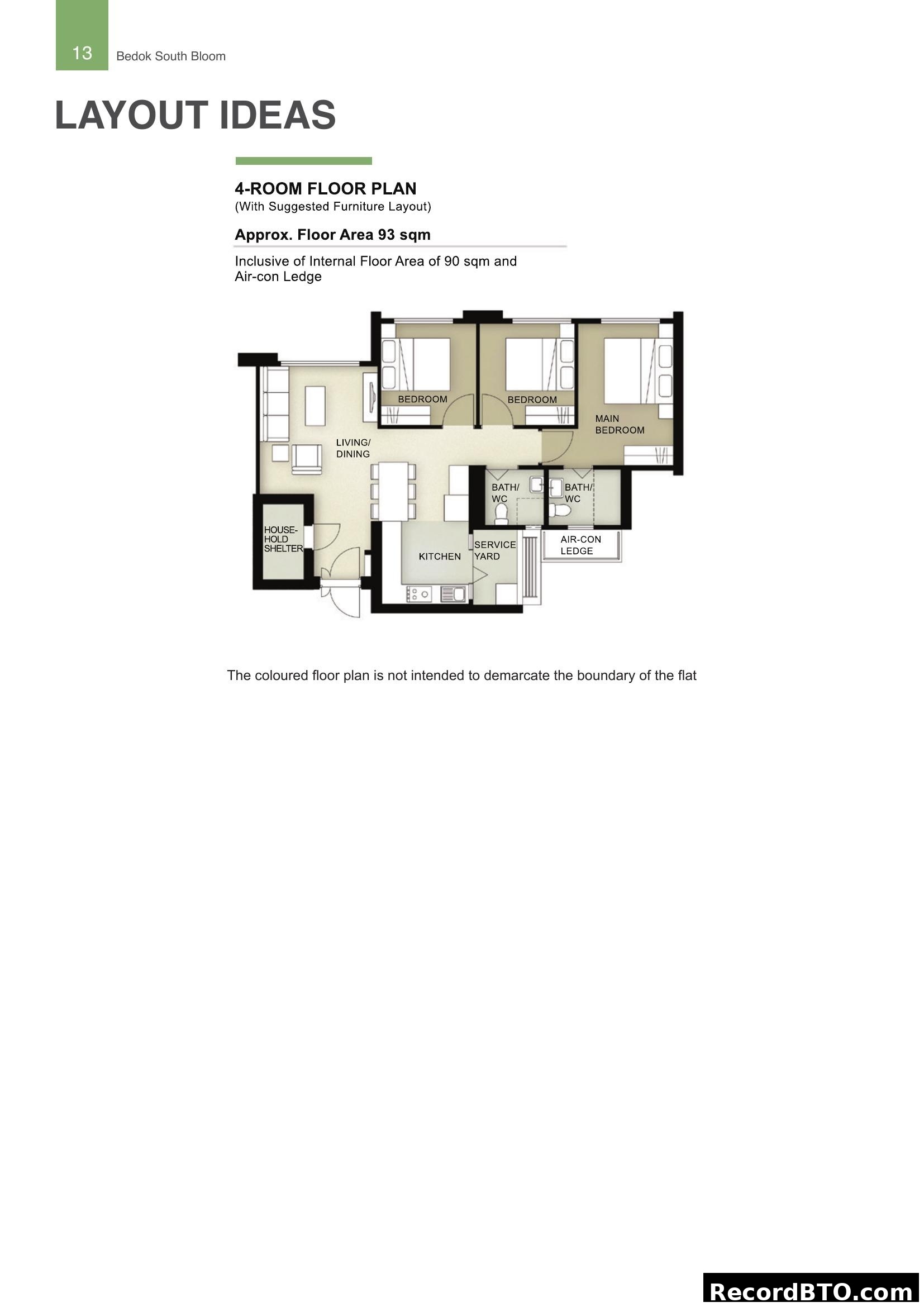 4-Room Floor Plan - Bedok South Bloom Layout Ideas