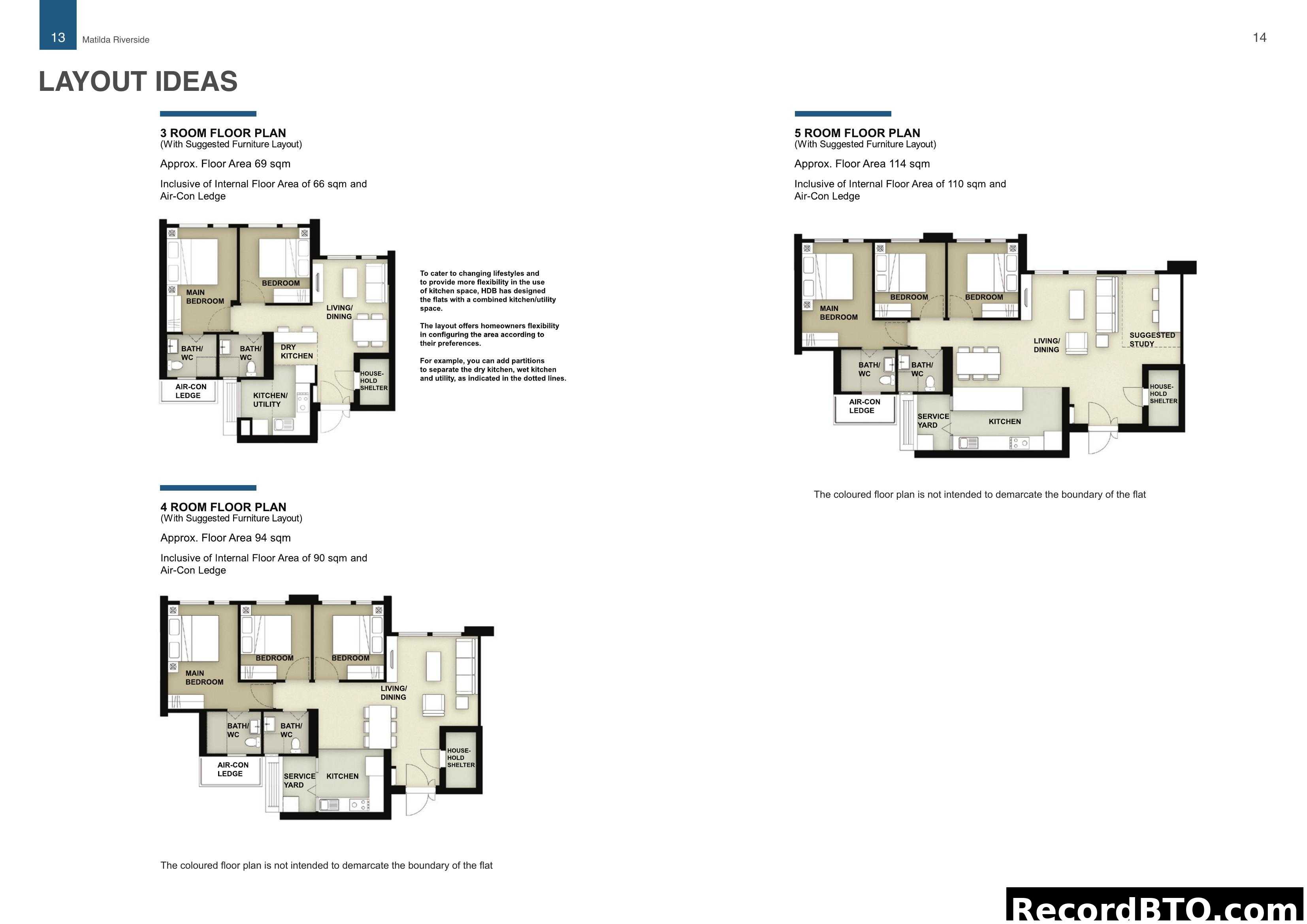 Matilda Riverside - Layout Ideas for 3, 4, and 5 Room Flats