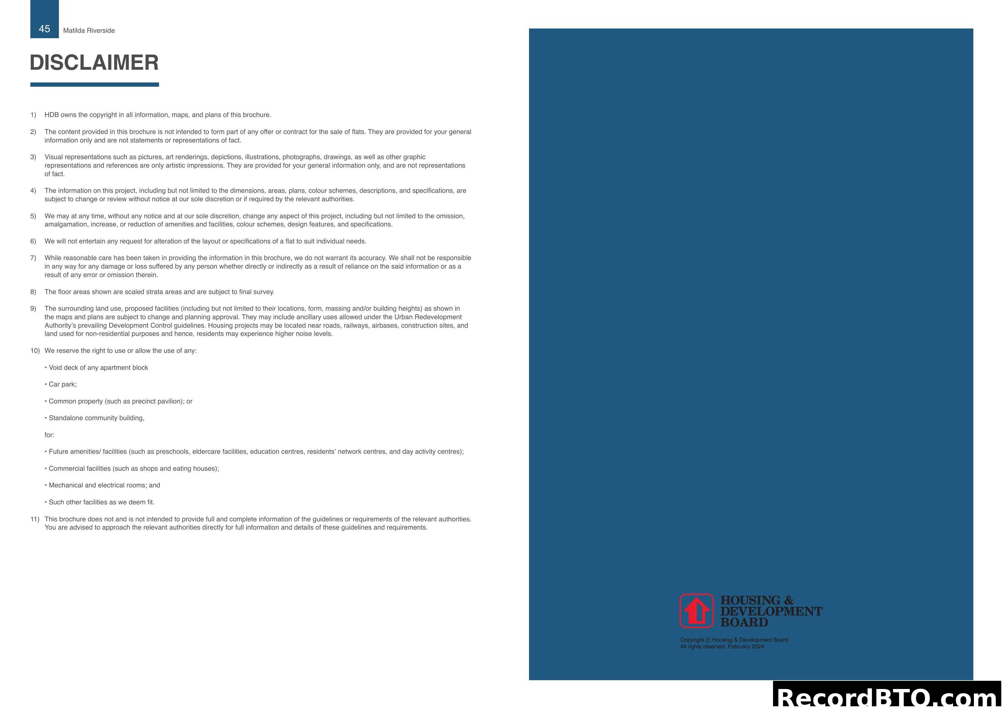 Matilda Riverside - Disclaimer Page