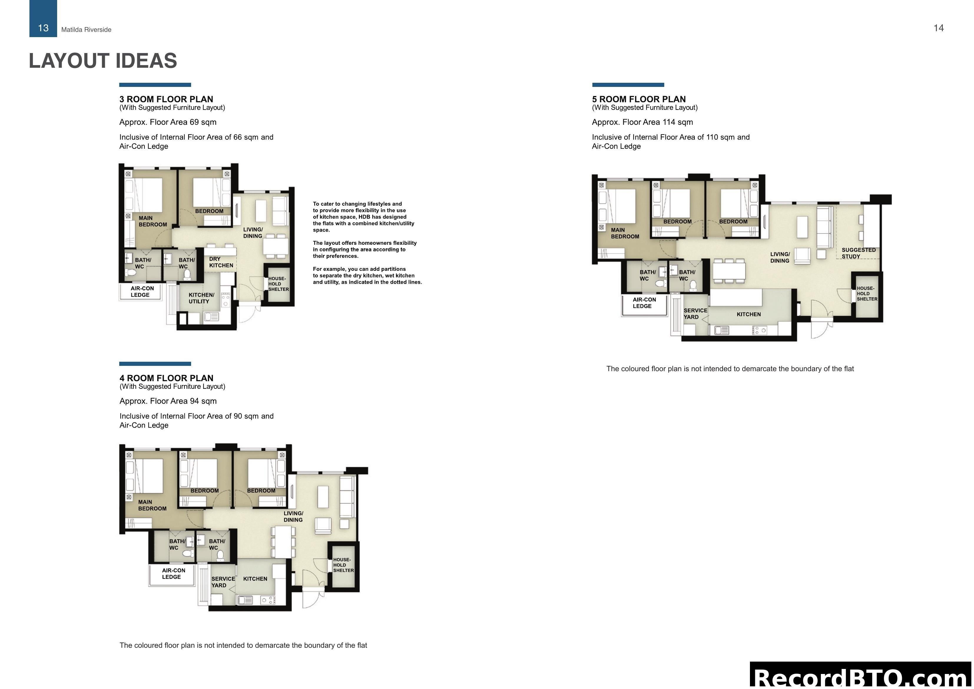 Matilda Riverside - Layout Ideas for 3, 4, and 5 Room Flats