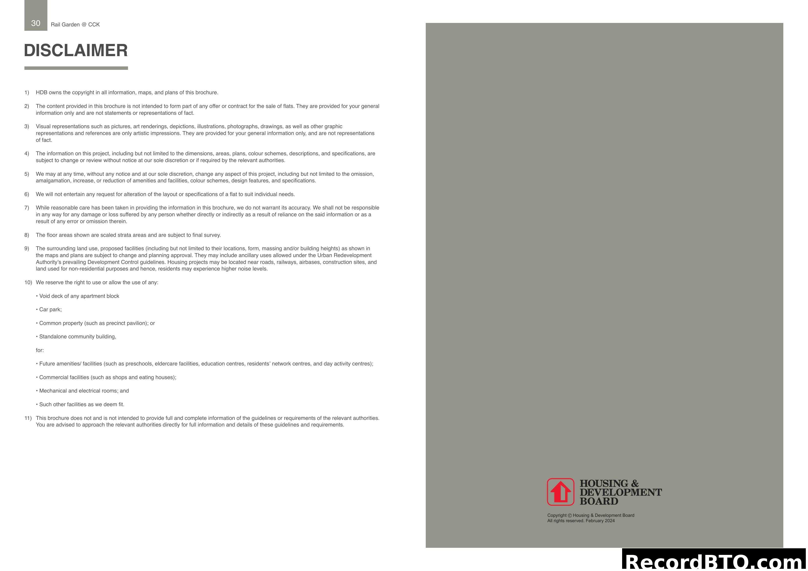 Disclaimer for Rail Garden @ CCK project brochure