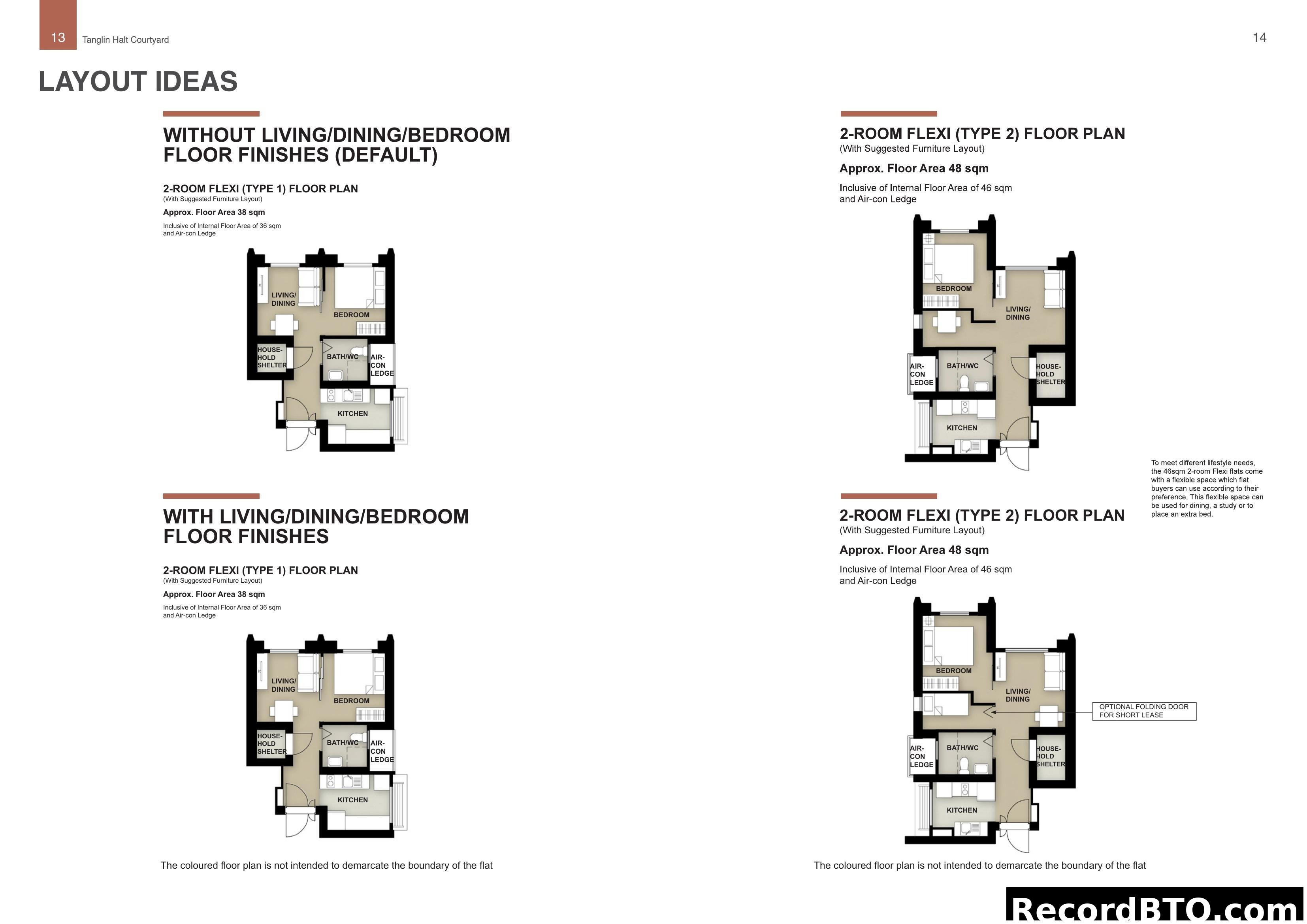 2-Room Flexi Floor Plan Layout Ideas