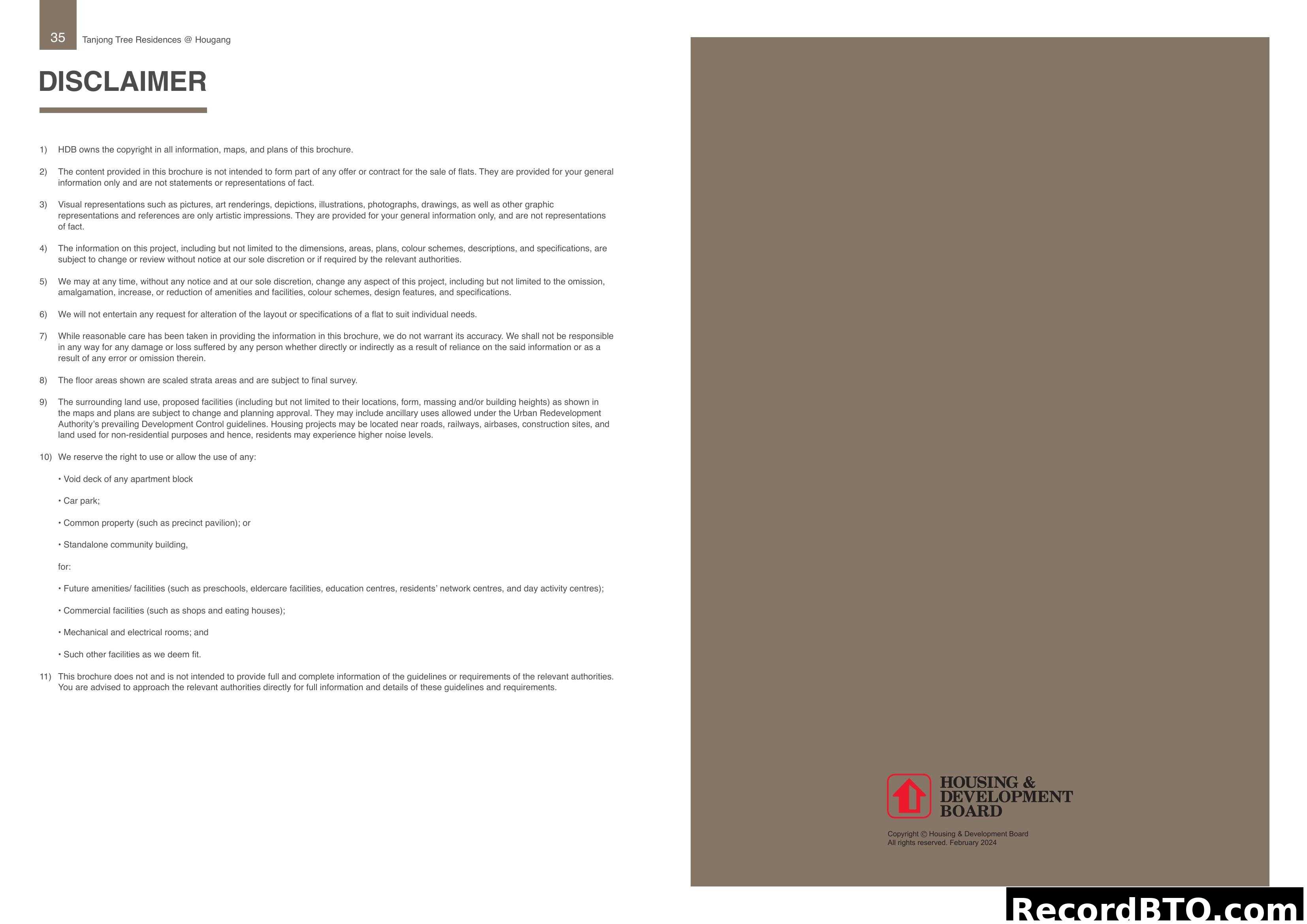 Tanjong Tree Residences @ Hougang - Disclaimer Page